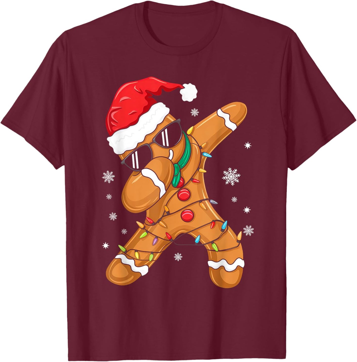 Dabbing Gingerbread Santa Christmas Family Matching Pajamas T-Shirt - T-Shirt | Maroon