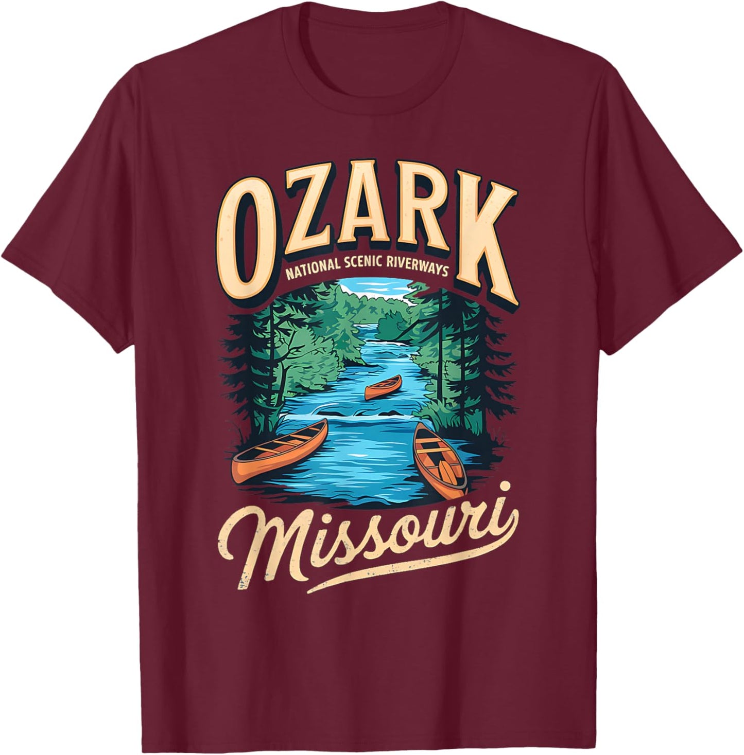 Ozark National Scenic Riverways Canoe Adventure T-Shirt - T-Shirt | Maroon