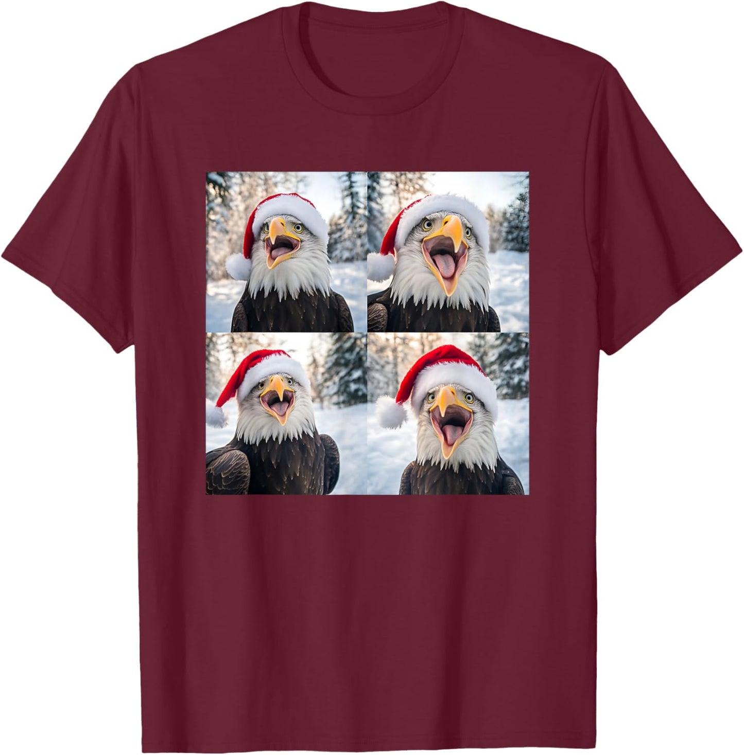 Patriotic American Bald Eagle Christmas T-Shirt - T-Shirt | Maroon
