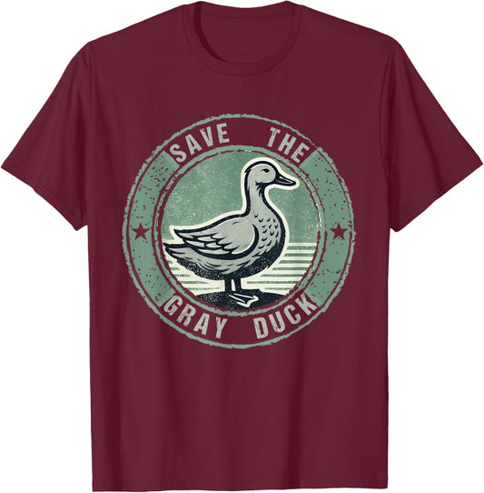 Funny Save The Gray Duck Vintage Black Small T-Shirt - T-Shirt | Maroon