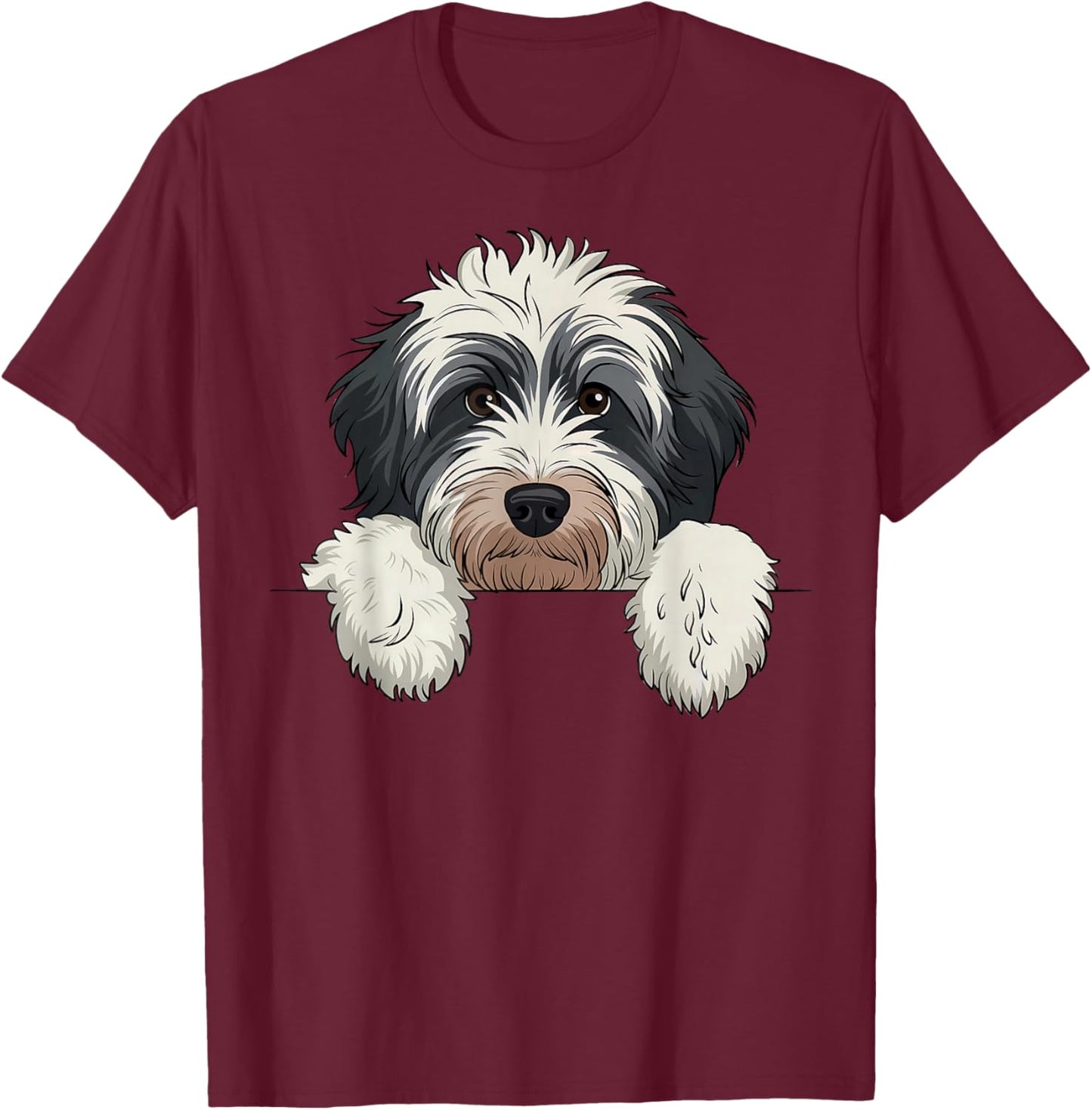 Cute Bernedoodle Peeking Doodle Puppy Dog Lover Men Women T-Shirt - T-Shirt | Maroon