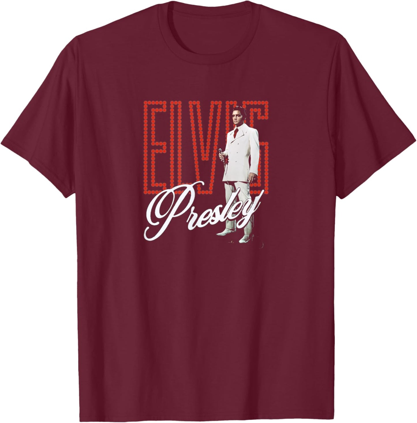 Elvis Presley Retro Lights T-Shirt - T-Shirt | Maroon