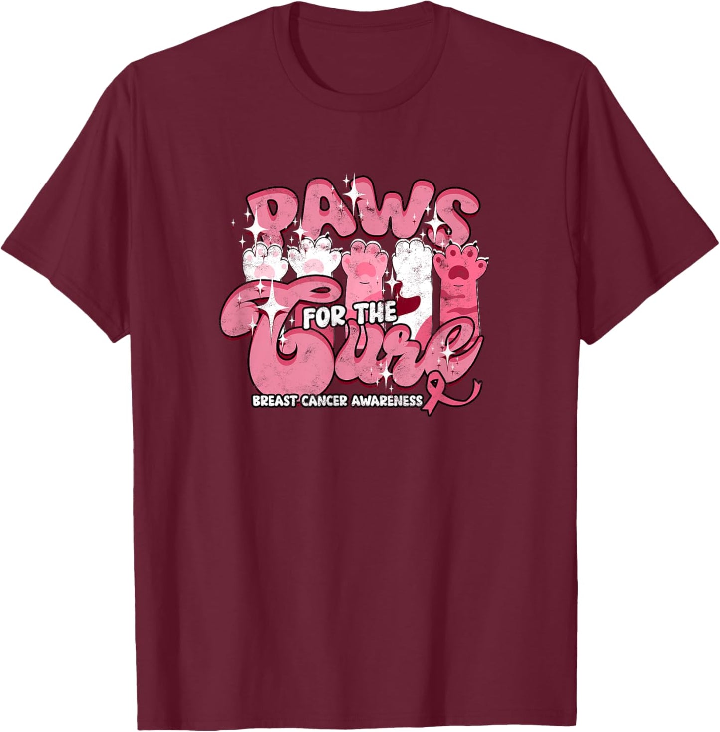 Paws for the Cure - Awareness T-Shirt - T-Shirt | Maroon