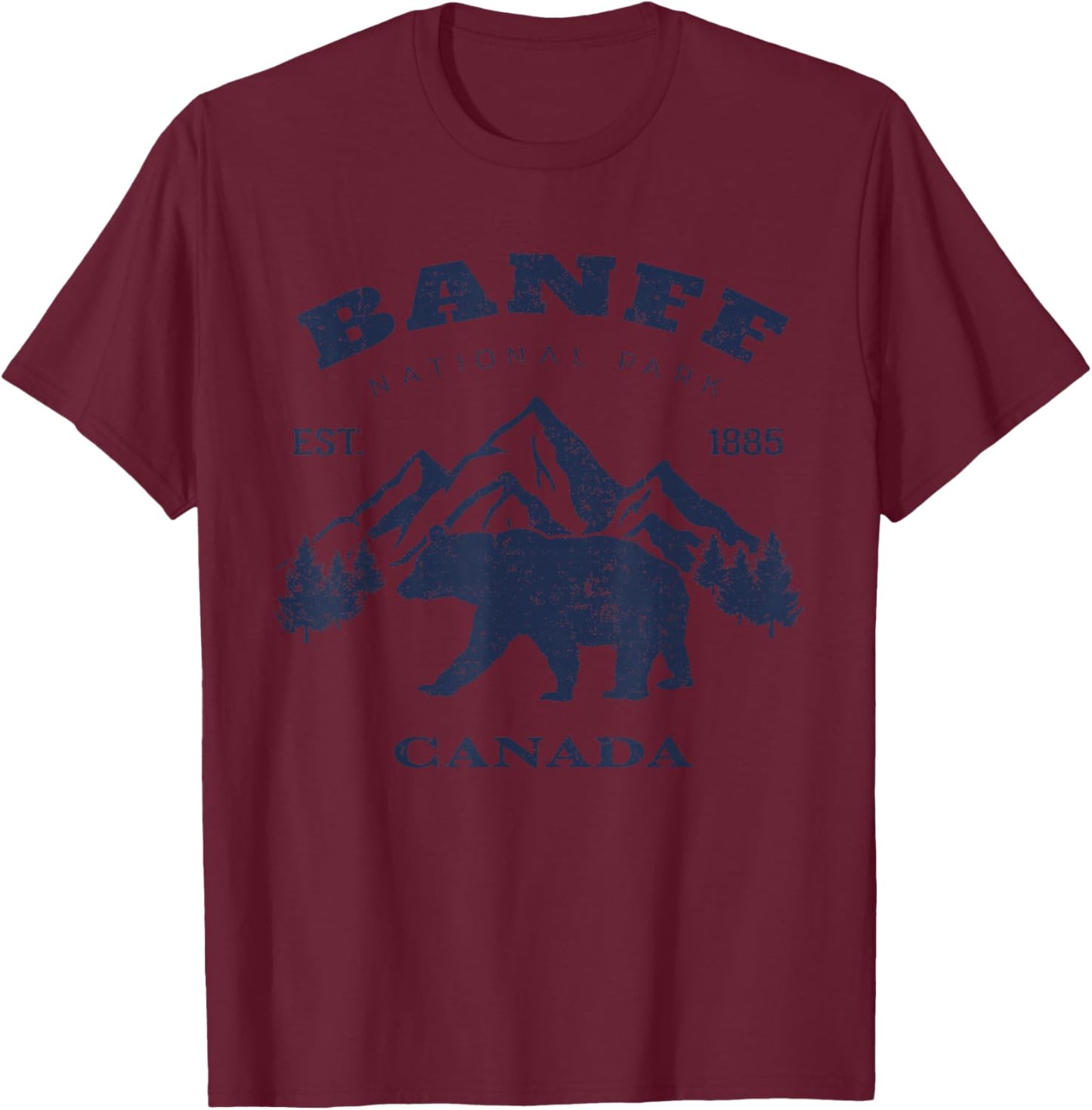 Vintage Banff National Park Canada Souvenir Hiking Camping T-Shirt - T-Shirt | Maroon