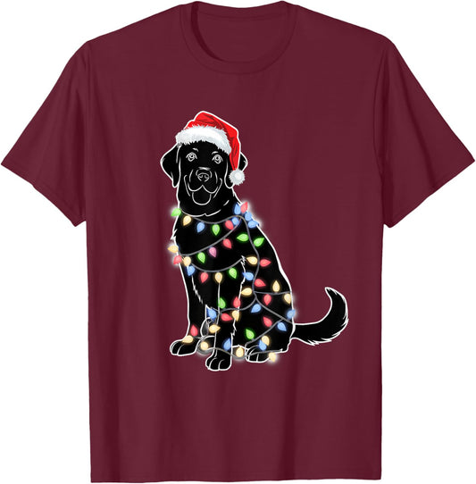 Santa Beagle Christmas Tree Light Pajama Dog Xmas T-Shirt - T-Shirt | Maroon