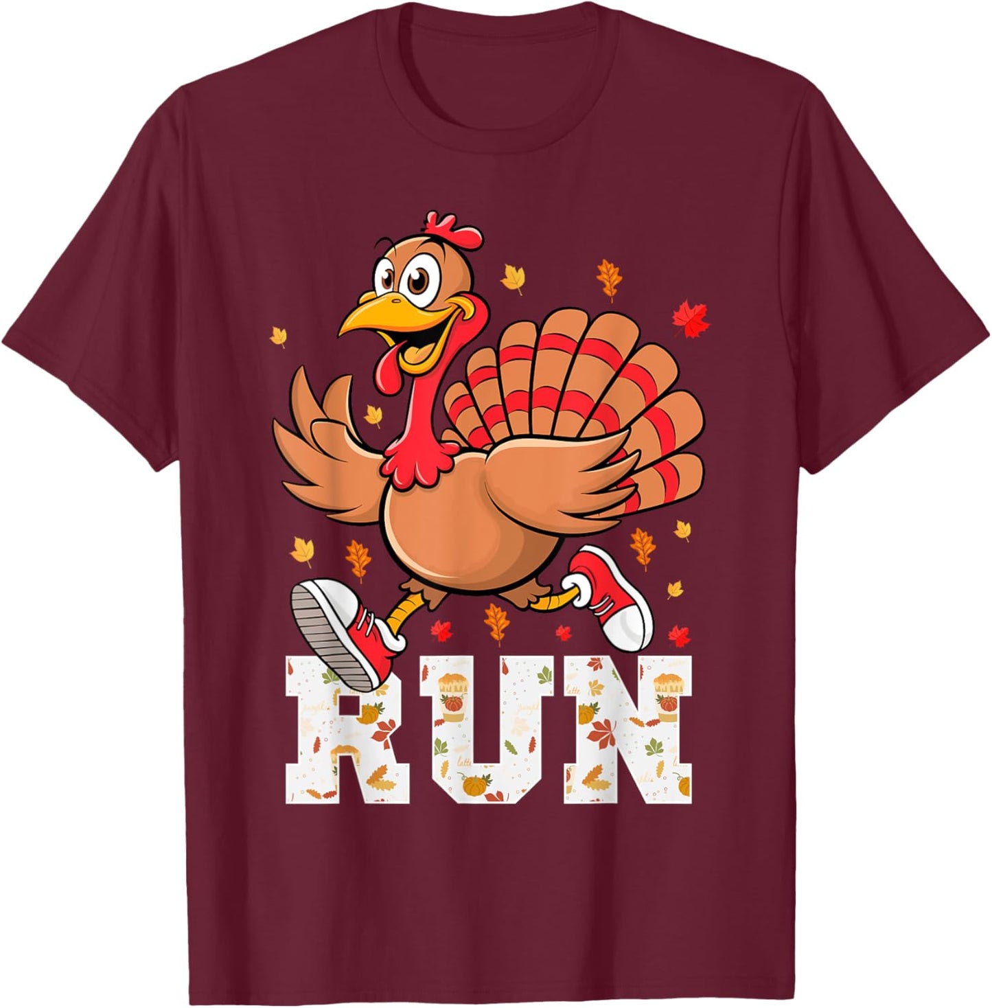Turkey Run Costume Kids Thanksgiving Running Turkey Trot T-Shirt - T-Shirt | Maroon