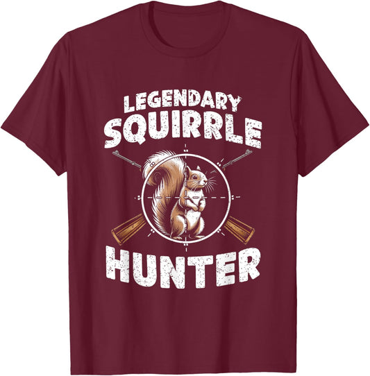 Legendary Squirrel Hunter Hunting For Boys Kids Youth Men T-Shirt - T-Shirt | Maroon