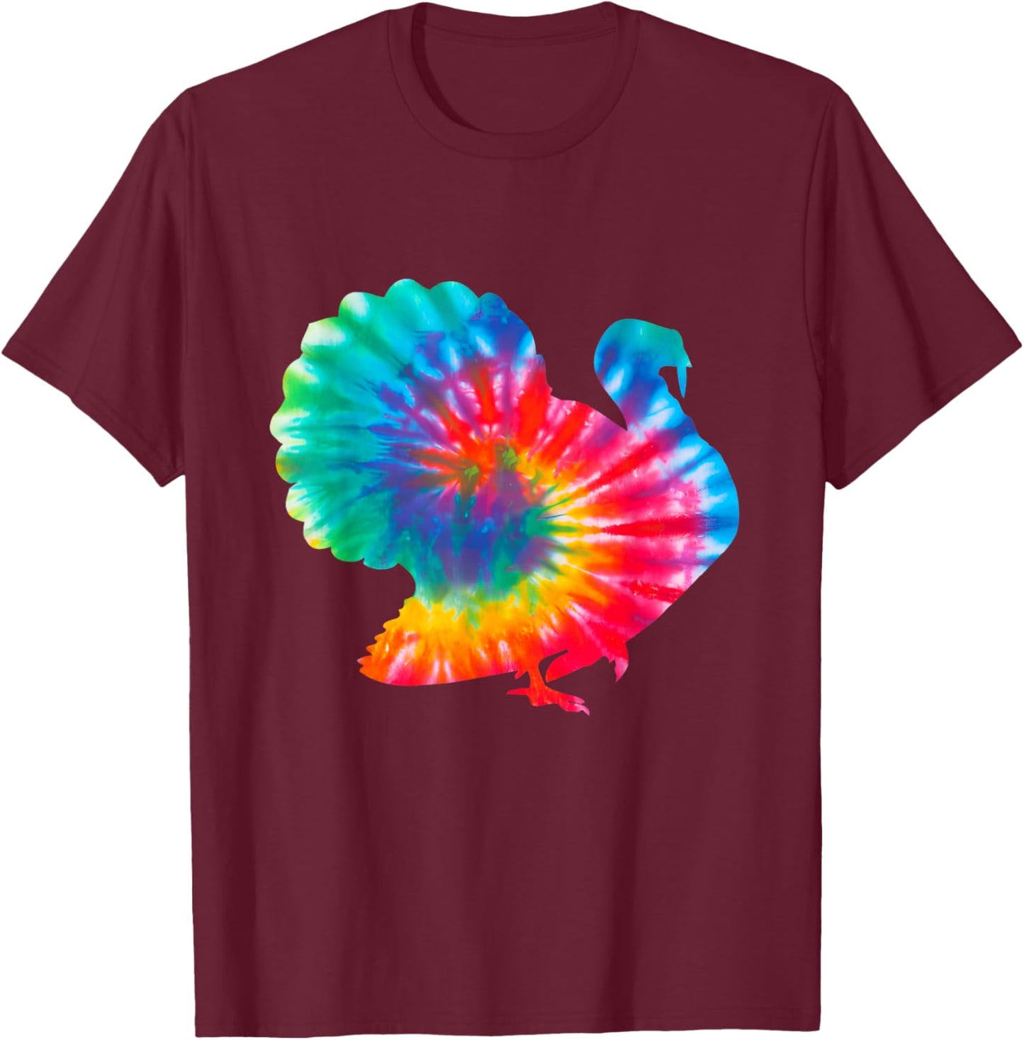 Tie Dye Turkey Colorful Thanksgiving T-Shirt - T-Shirt | Maroon