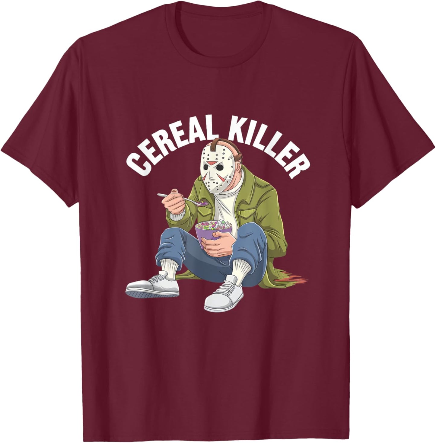 Cereal Killer Funny Halloween Horror Movie Masked Man T-Shirt - T-Shirt | Maroon