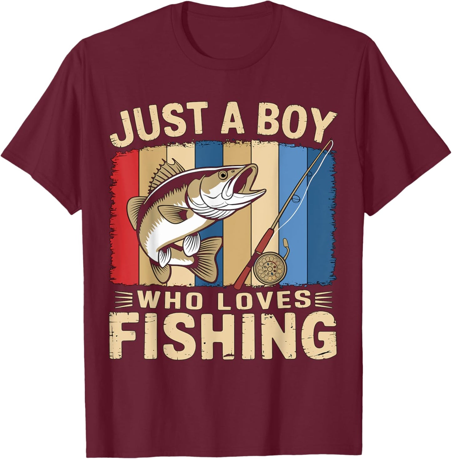 Magical and Funny Fisher Gifts Fisherman Just a Boy who loves Fishing Adult Fishing Black Short Sleeve Regular Fit Small T-Shirt - T-Shirt | Maroon