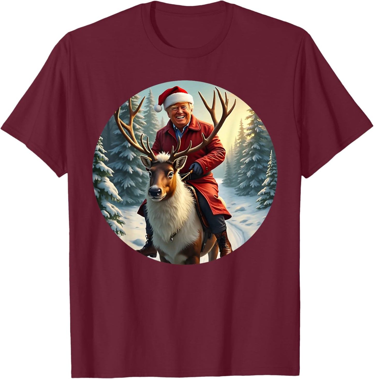Santa Trump Xmas Donald Apparel Funny Christmas Pajamas T-Shirt - T-Shirt | Maroon