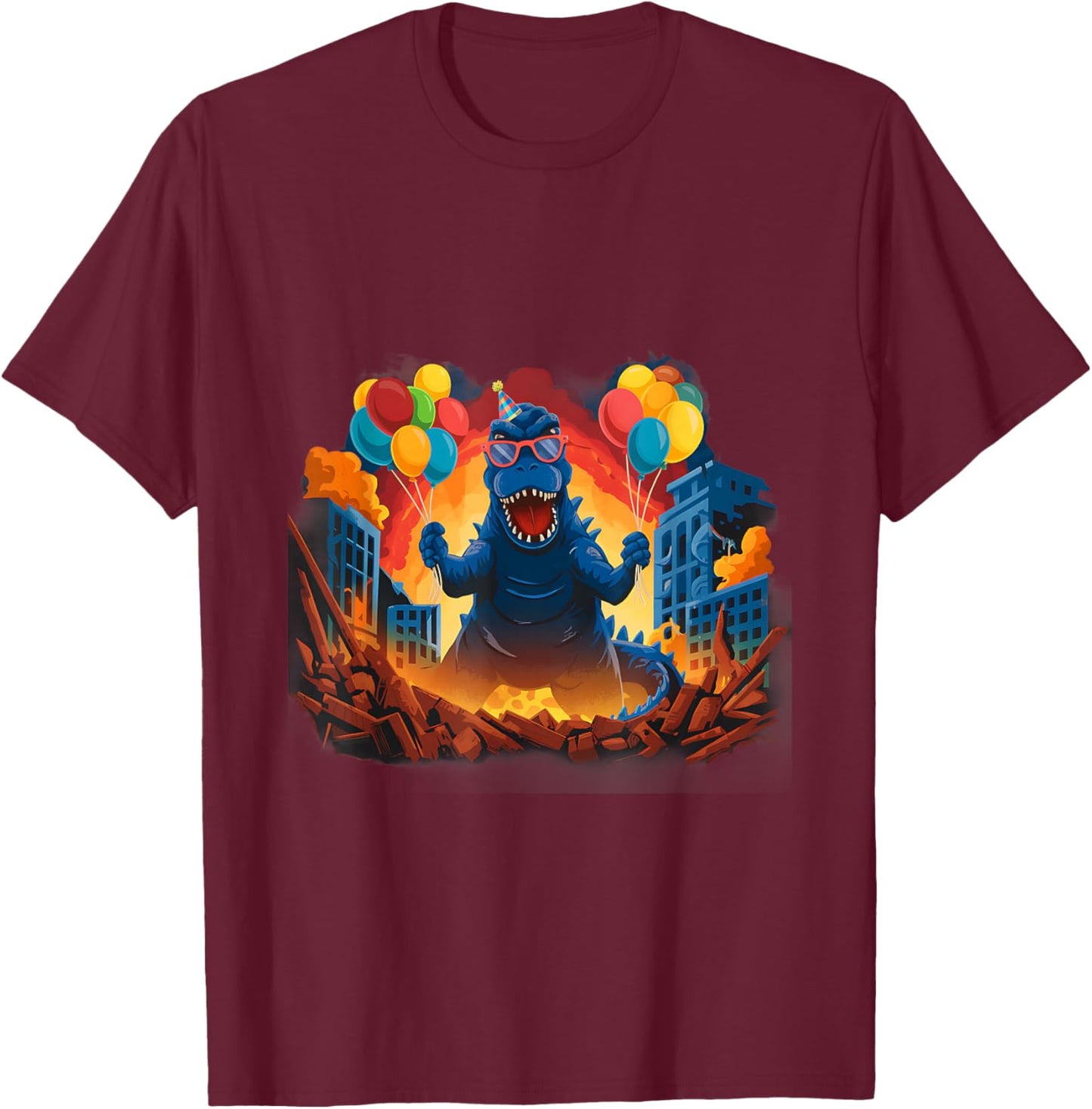 Kaiju Birthday Party Japan Monster Movie Bday Japanese T-Shirt - T-Shirt | Maroon