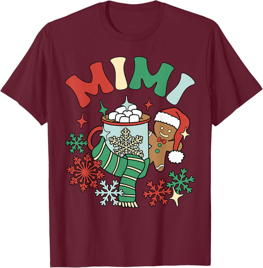 Mimi Hot Cocoa Gingerbread Matching Family Christmas T-Shirt - T-Shirt | Maroon