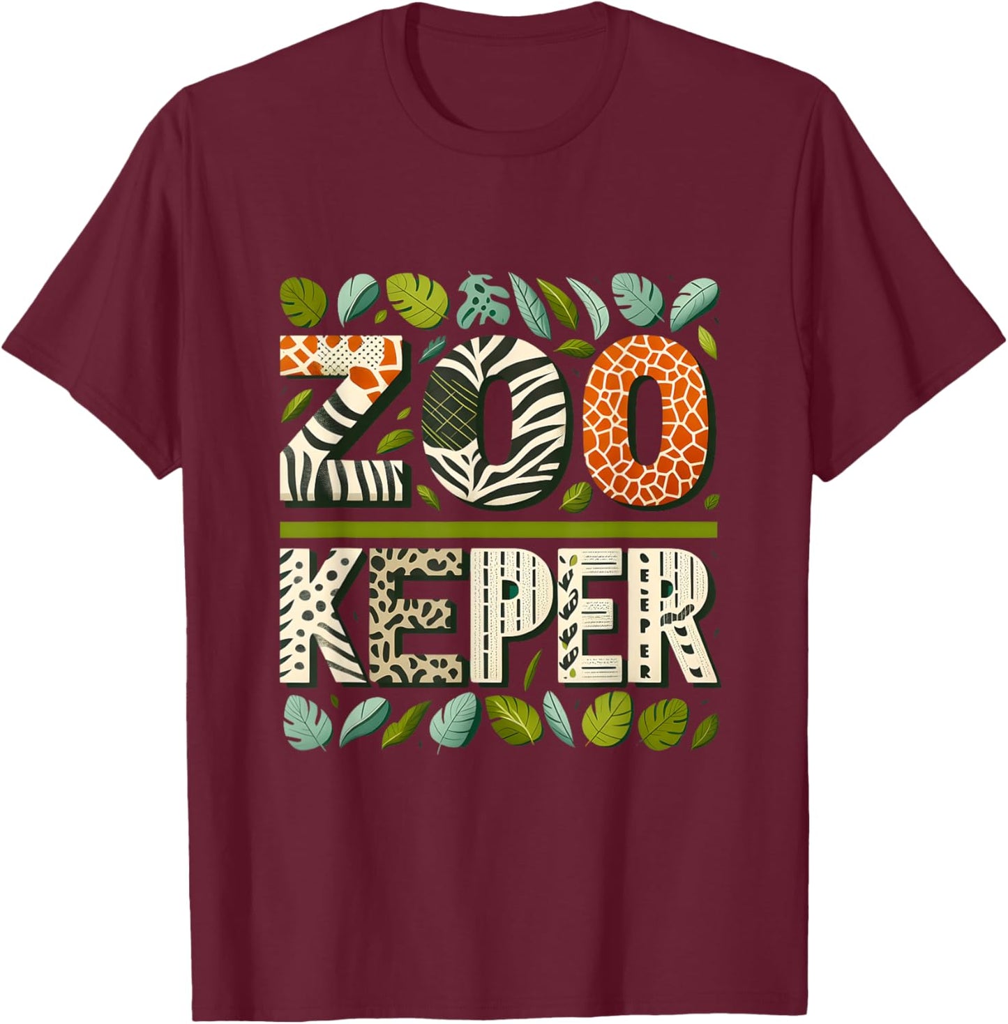 Zoo Keeper Costume Adult Halloween Party Safari Zookeeper T-Shirt - T-Shirt | Maroon