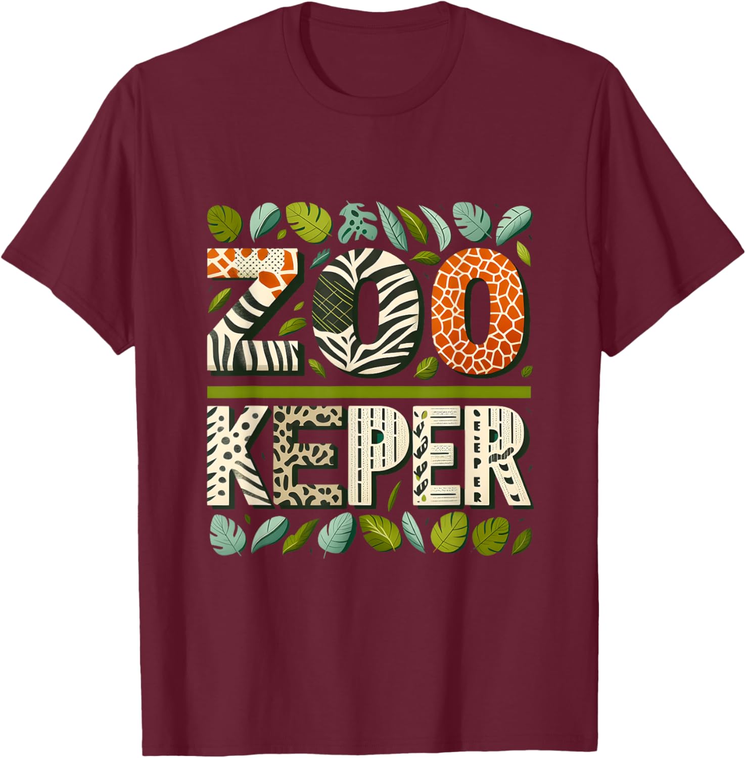 Zoo Keeper Costume Adult Halloween Party Safari Zookeeper T-Shirt - T-Shirt | Maroon