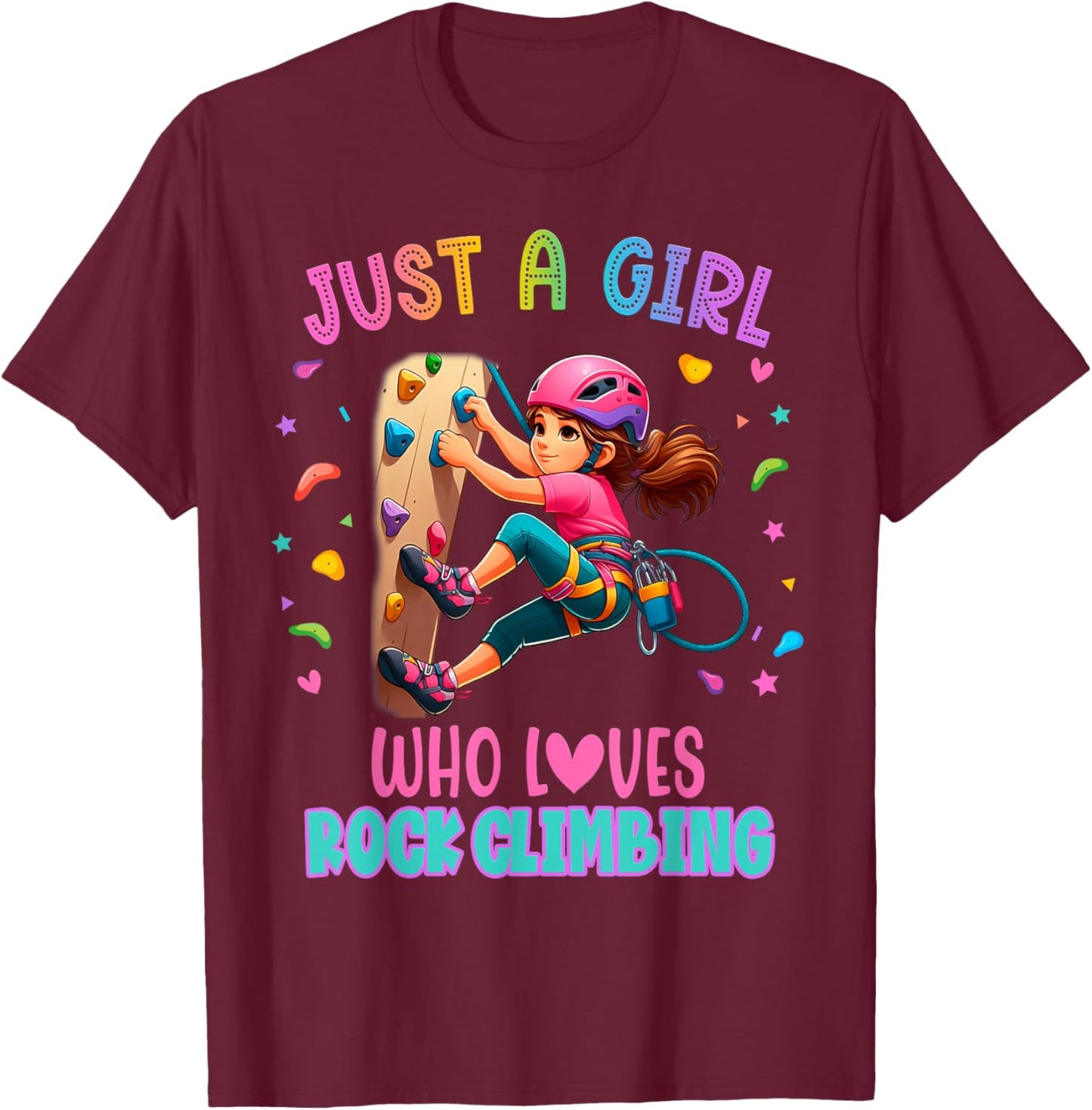 Rock Climbing Birthday Girl Bouldering T-Shirt - T-Shirt | Maroon