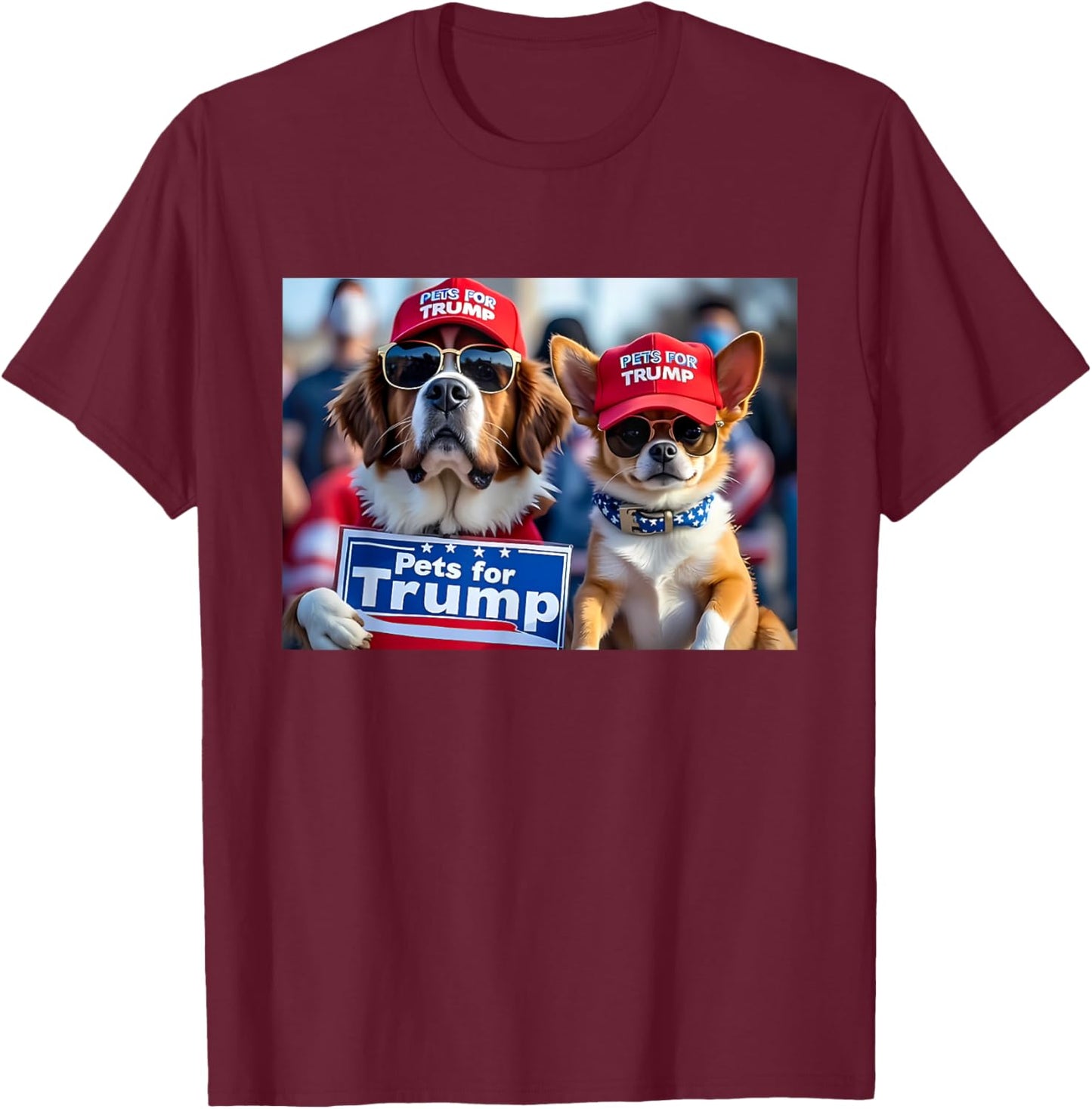 Donald Trump Make Dogs Safe Again Red Hat 2024 Debate Funny T-Shirt - T-Shirt | Maroon