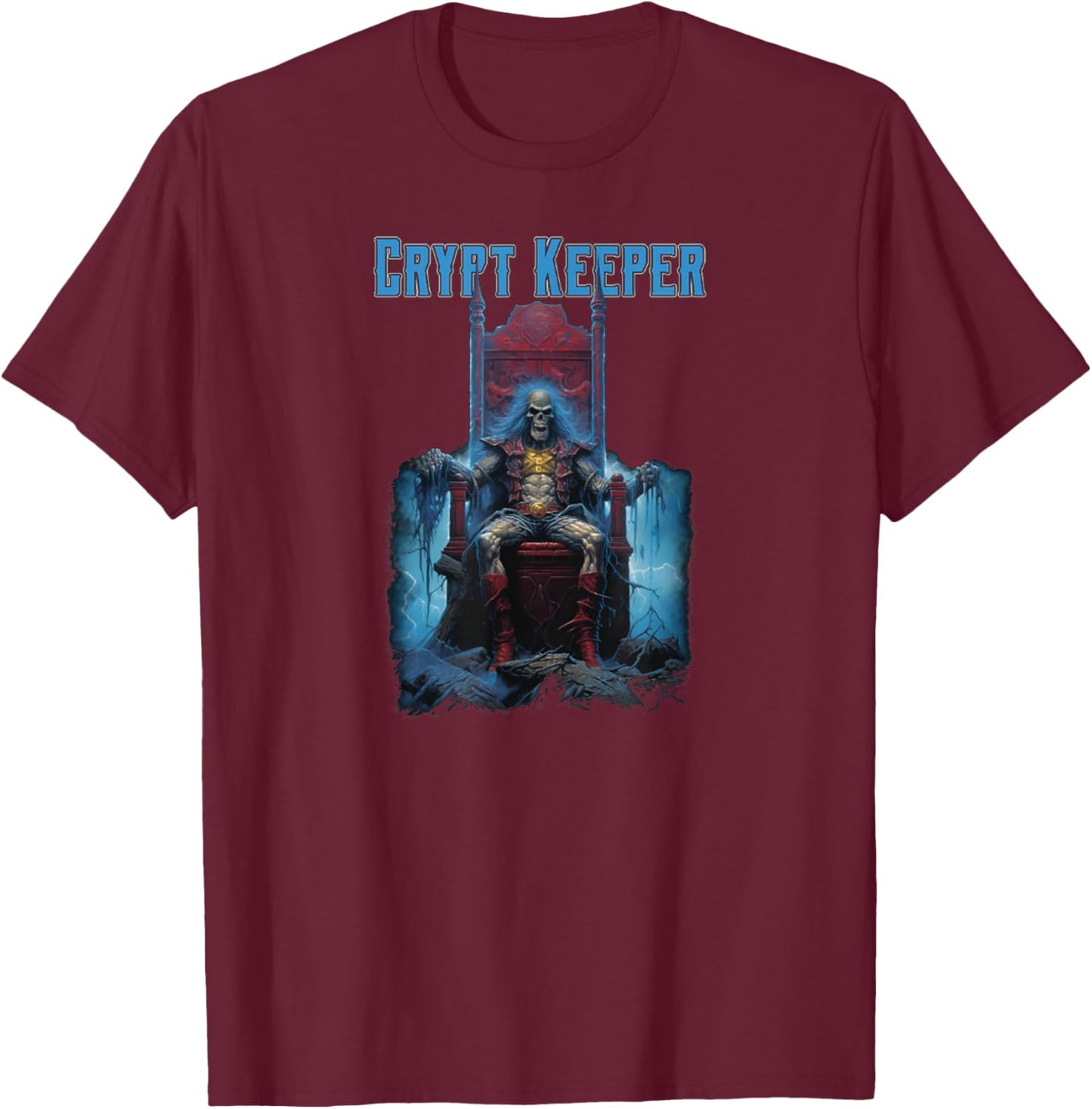Crypt Keeper Gothic Skeleton Halloween T-Shirt - T-Shirt | Maroon
