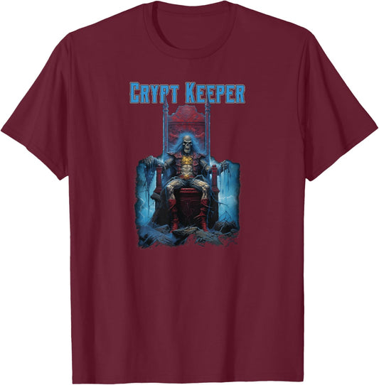 Crypt Keeper Gothic Skeleton Halloween T-Shirt - T-Shirt | Maroon