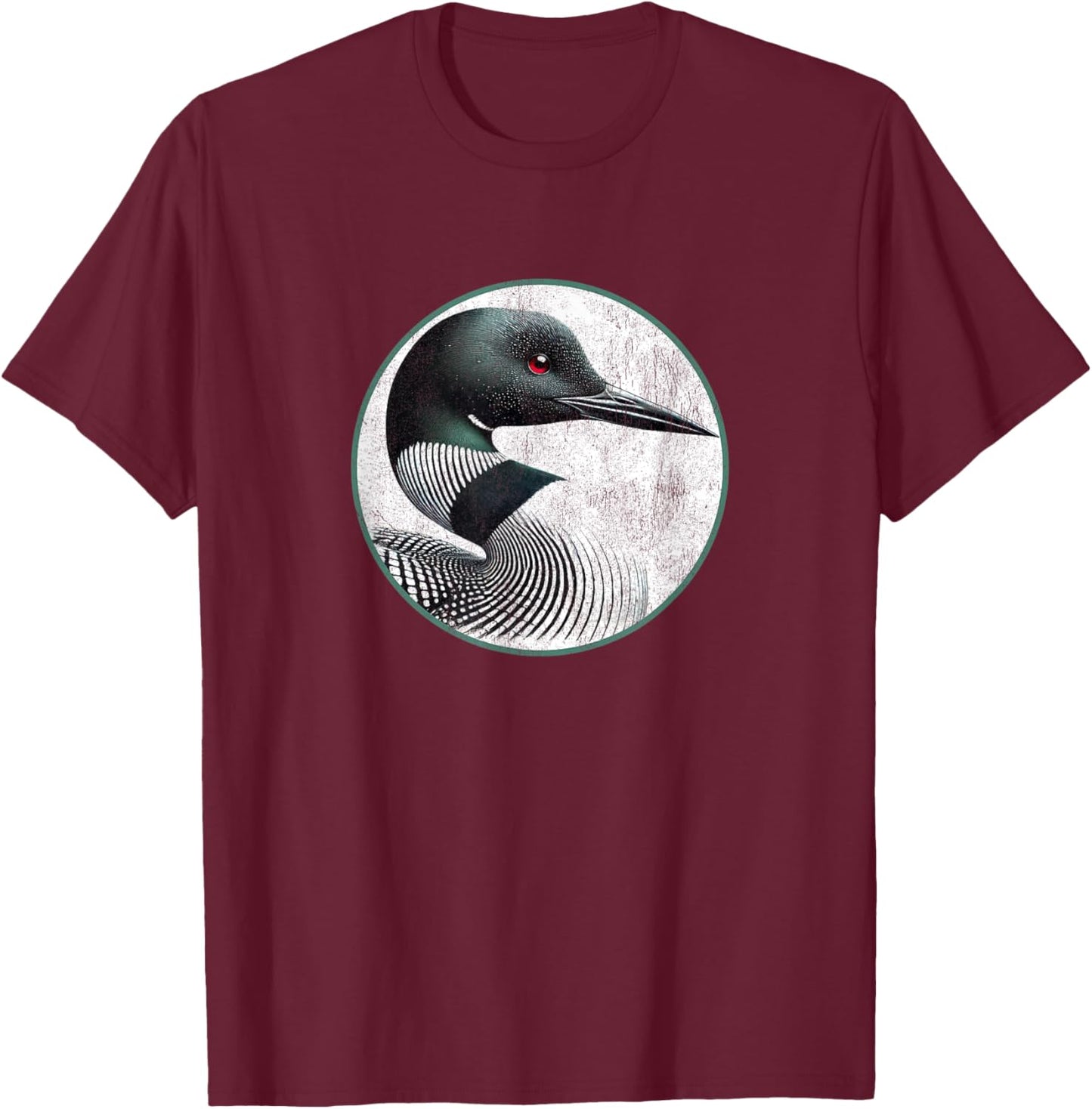 Colorful Retro Arctic Loon Bird Design T-Shirt - T-Shirt | Maroon