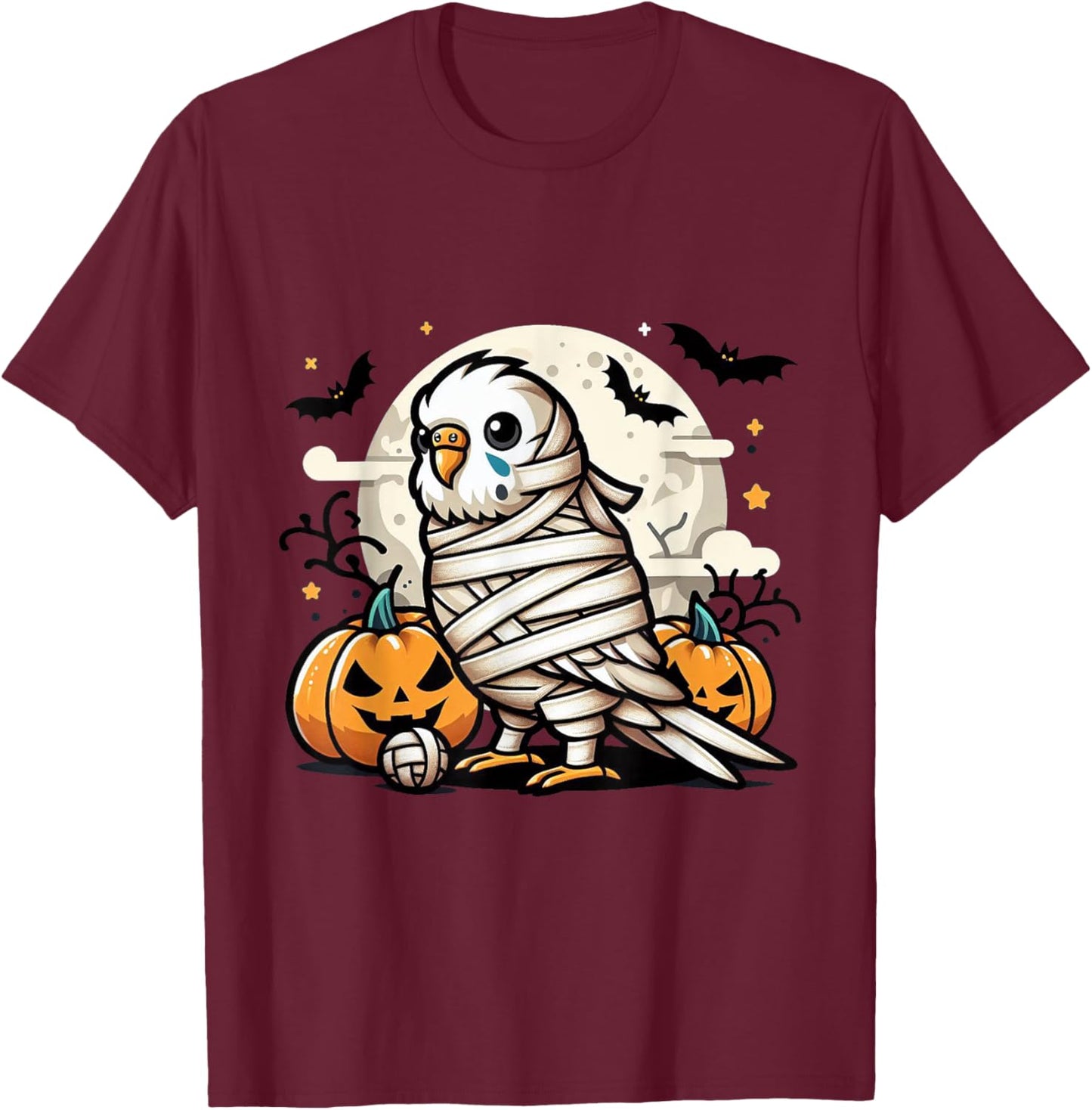 spooky Budgie mummy T-Shirt - T-Shirt | Maroon