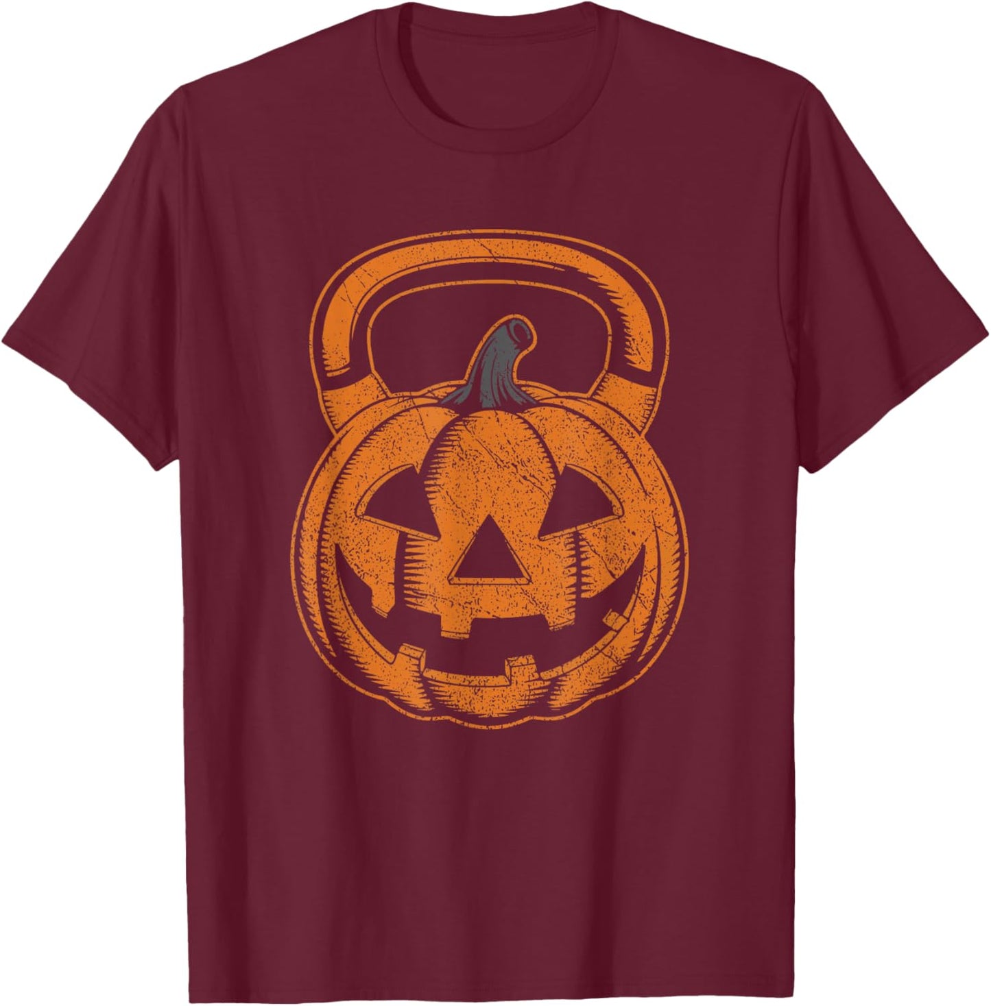 Halloween Kettlebell Pumpkin Easy Gym Workout Costume T-Shirt - T-Shirt | Maroon