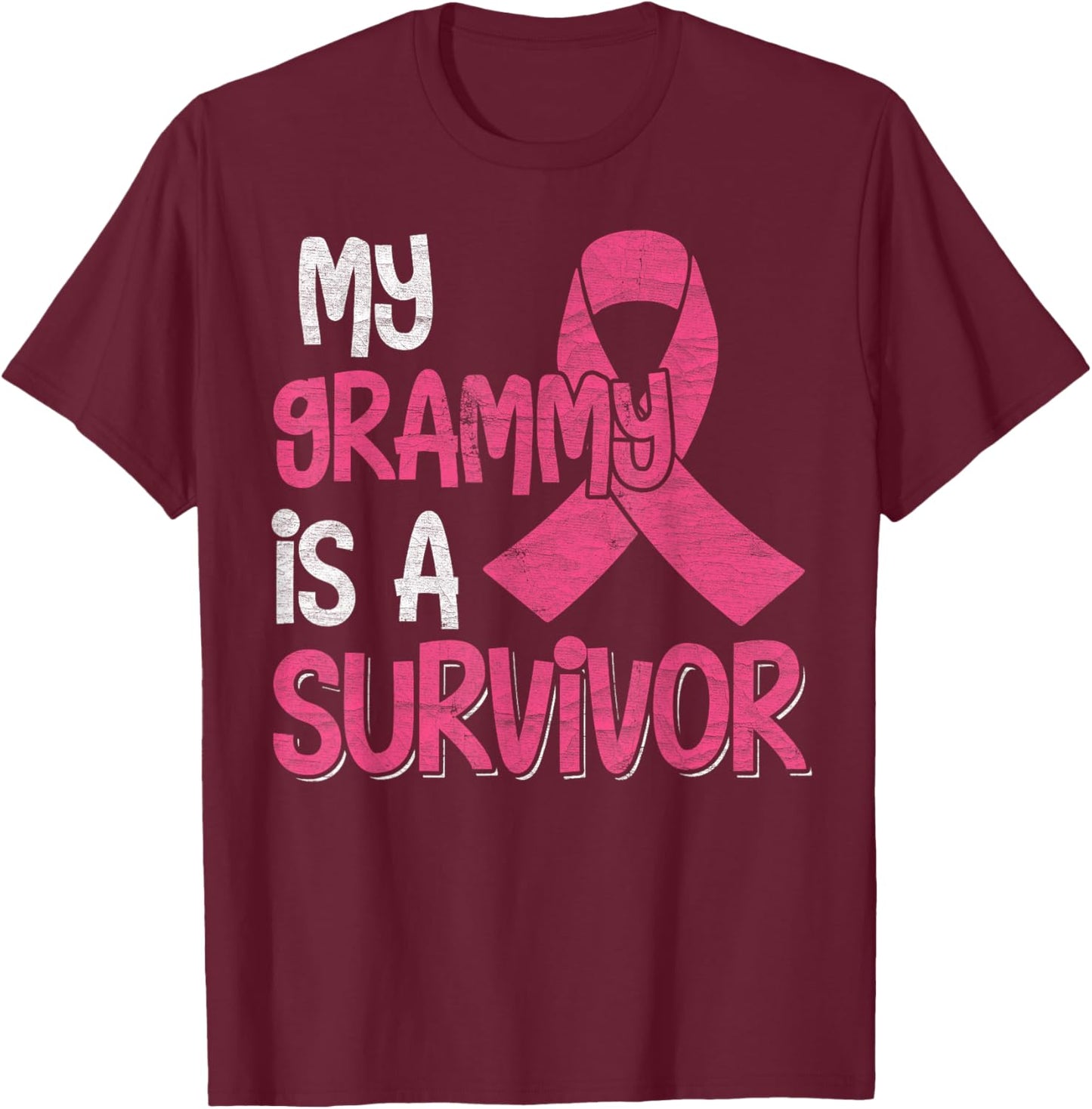 My Grammy Is A Survivor - Breast Cancer Support Squad T-Shirt - T-Shirt | Maroon