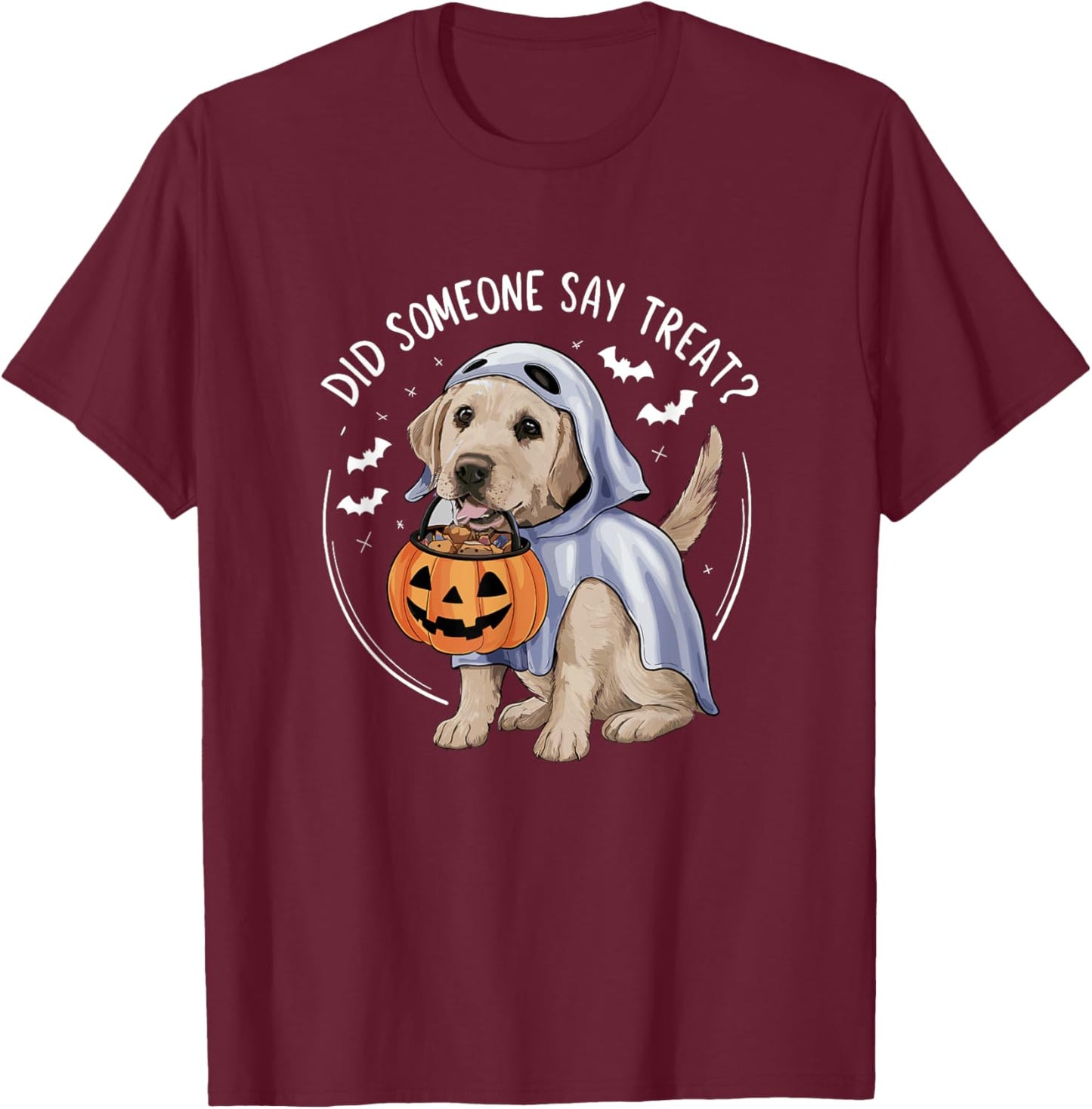 Ghost Labrador Puppy Treats Halloween Labrador Dog Lover Women Kids T-Shirt - T-Shirt | Maroon