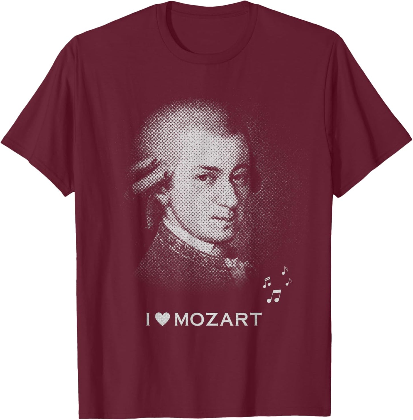 Wolfgang Amadeus Mozart Classical Music Composer Portrait T-Shirt - T-Shirt | Maroon