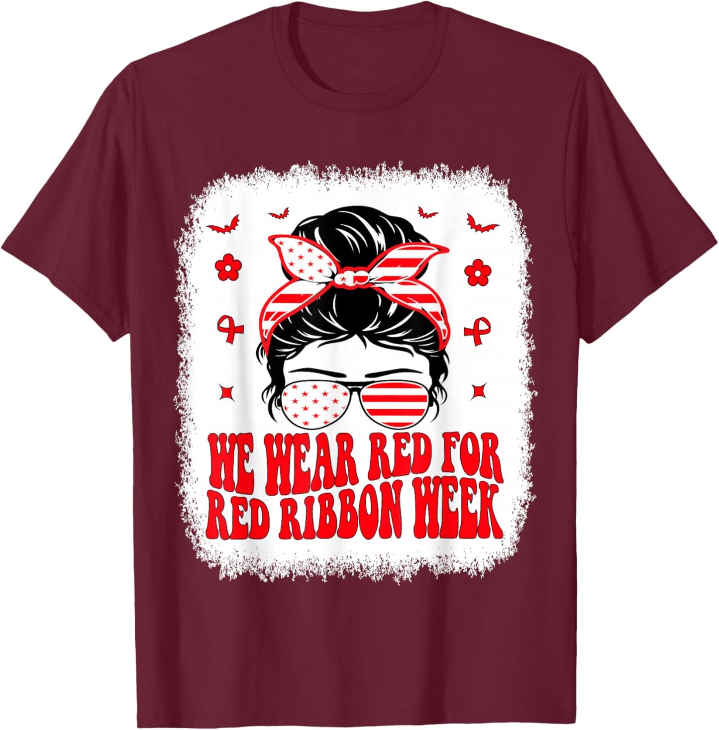 Drug Free Red Ribbon Week Awareness Say No to Drugs Wear Red T-Shirt - T-Shirt | Maroon
