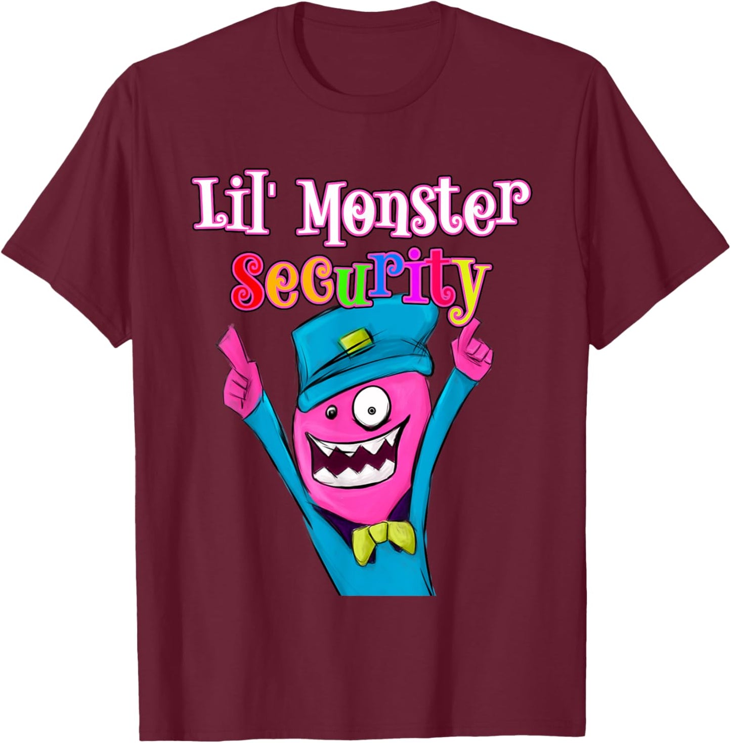 Halloween Dad Mom Daughter Adult , Lil' Monster Security T-Shirt - T-Shirt | Maroon