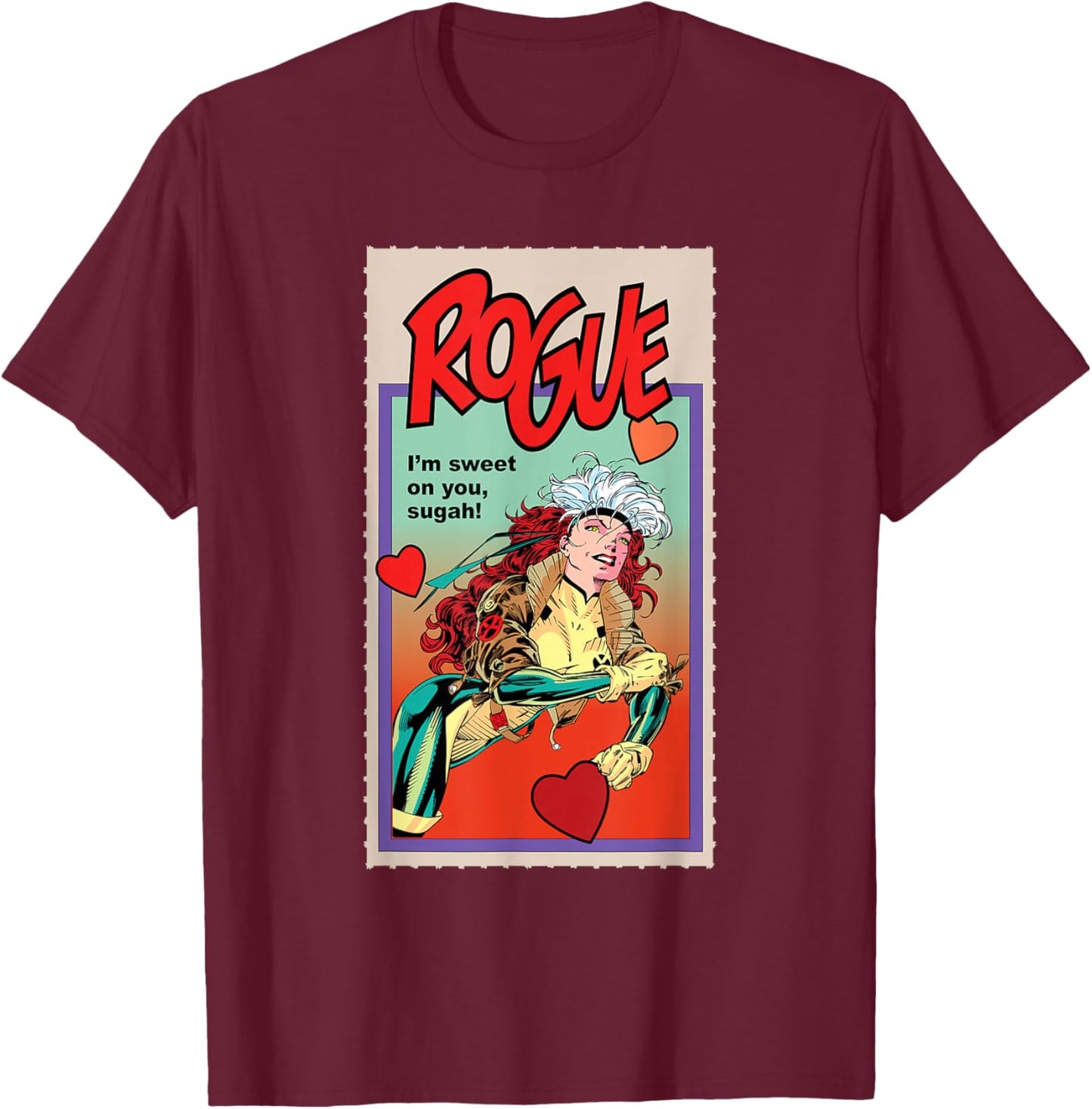Marvel X-Men Retro ’90s Valentine’s Day Card Rogue T-Shirt - T-Shirt | Maroon