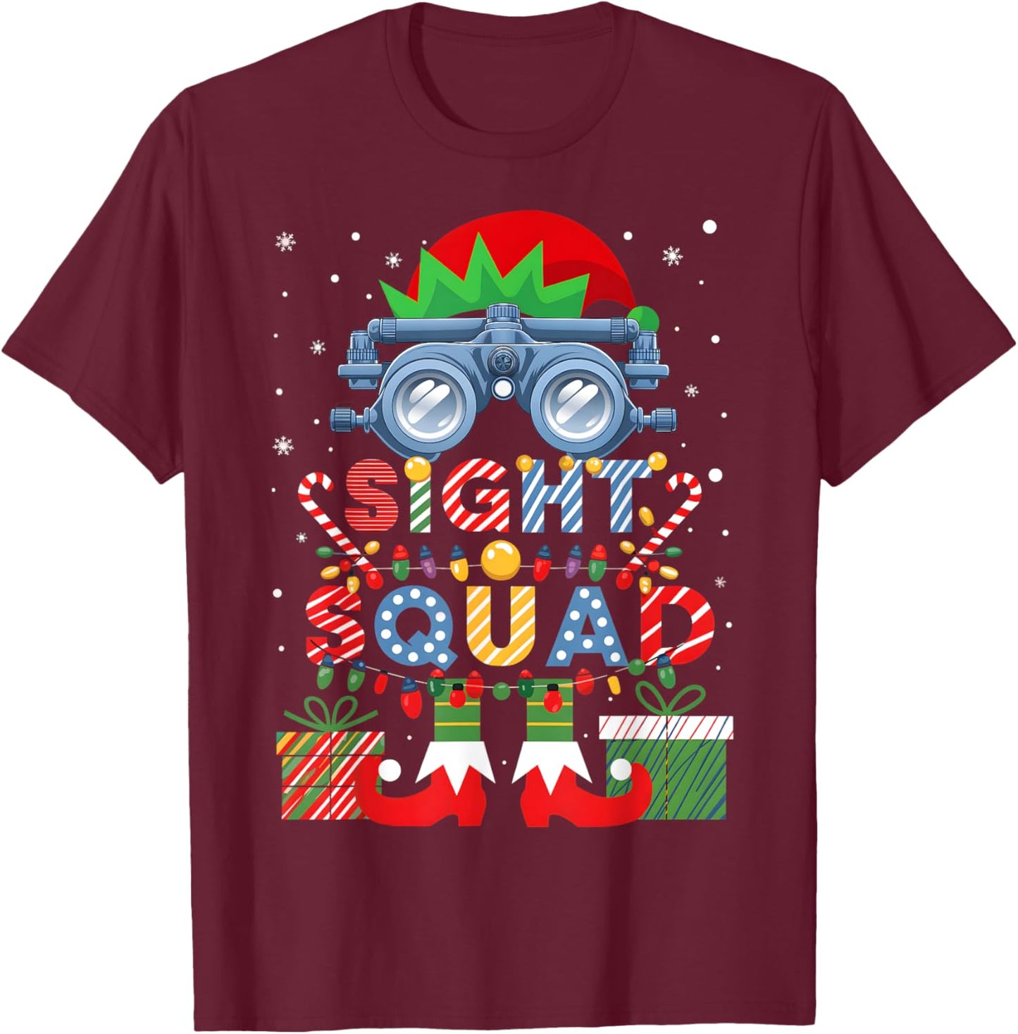 Sight Squad Christmas Optometrist Shirt Eye Doctor Optician T-Shirt - T-Shirt | Maroon