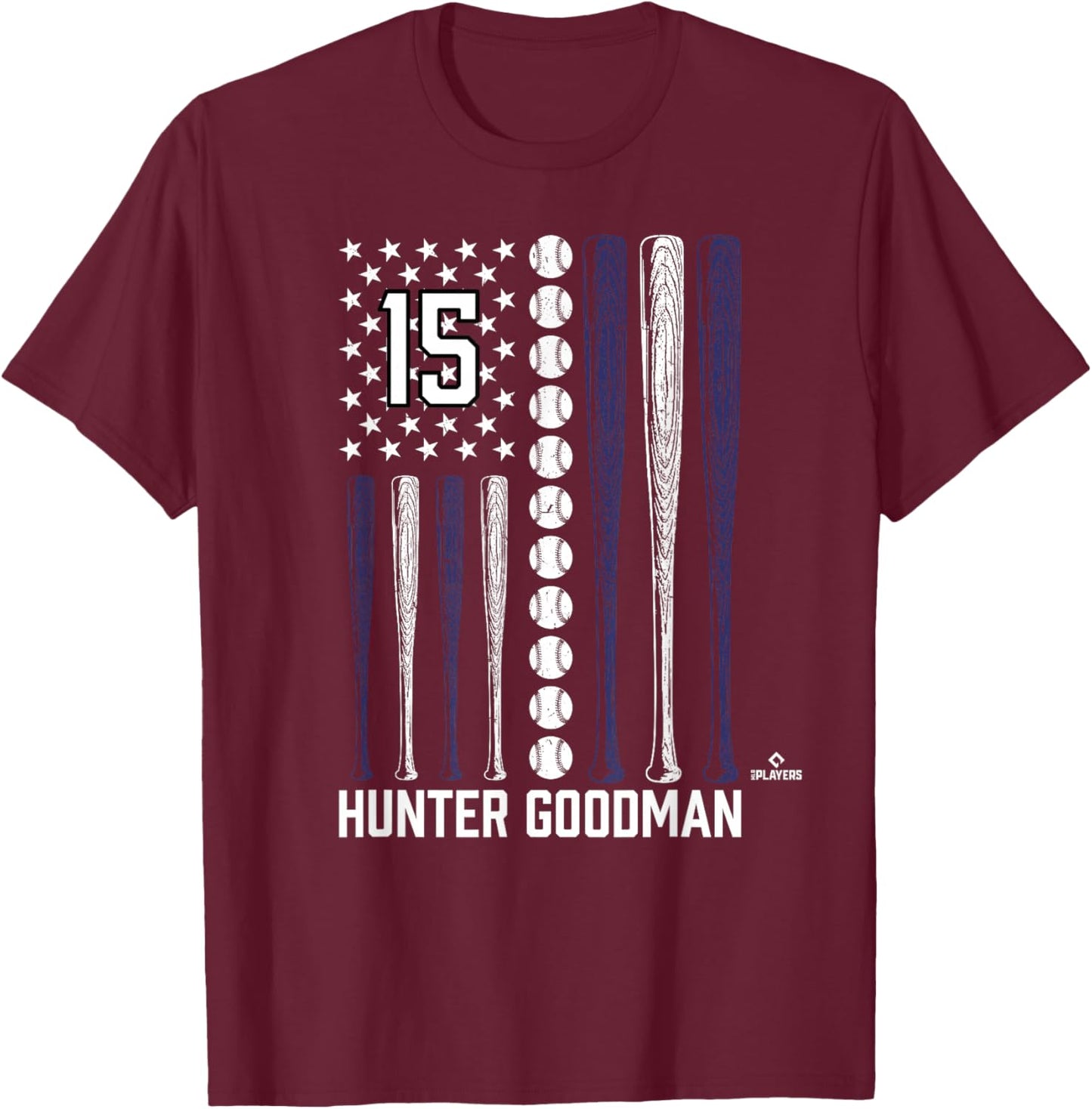 Baseball American Flag Hunter Goodman Colorado Baseball T-Shirt - T-Shirt | Maroon
