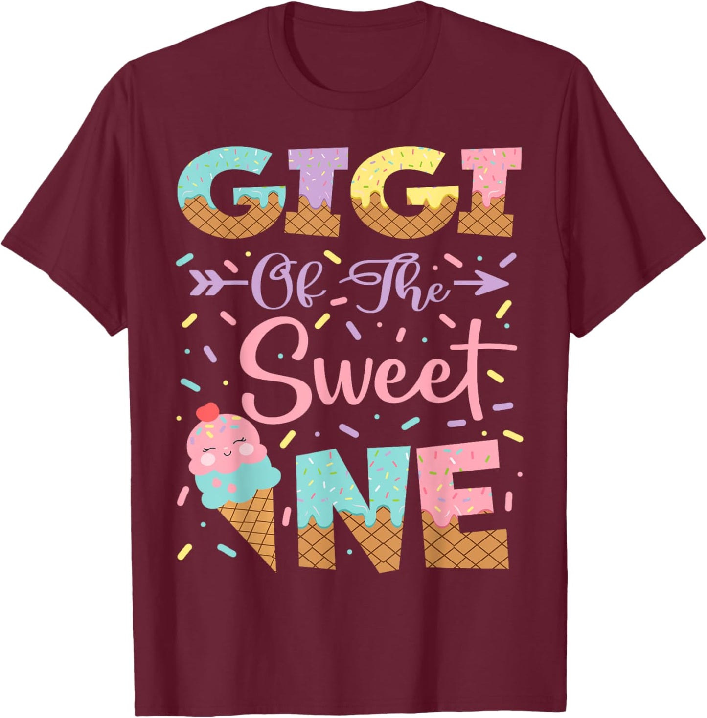 Gigi Of The Sweet One Ice Cream 1St Birthday Girl T-Shirt - T-Shirt | Maroon
