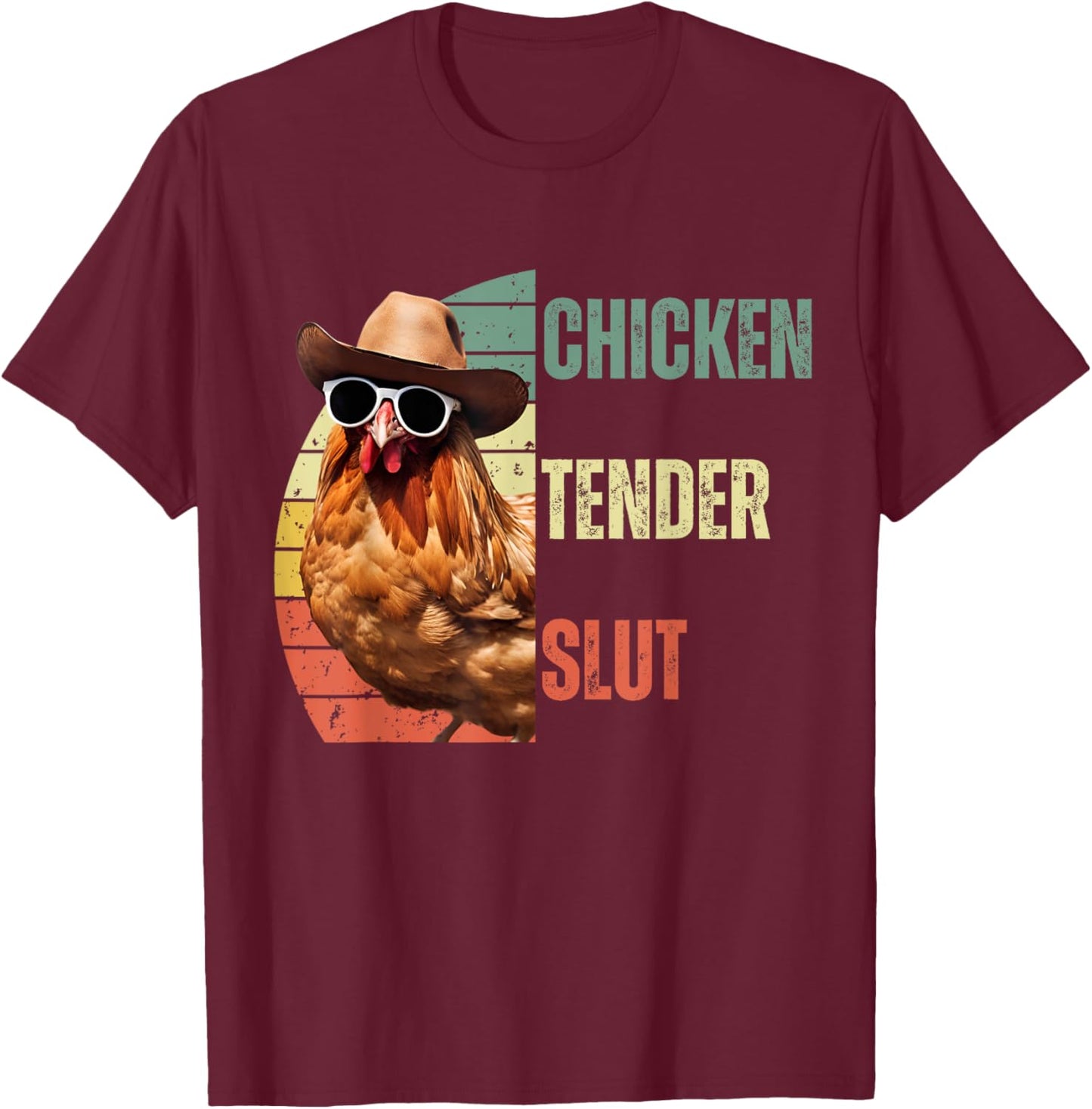 Chicken Tender Slut Sunglasses Retro Vintage Adult Humor T-Shirt - T-Shirt | Maroon