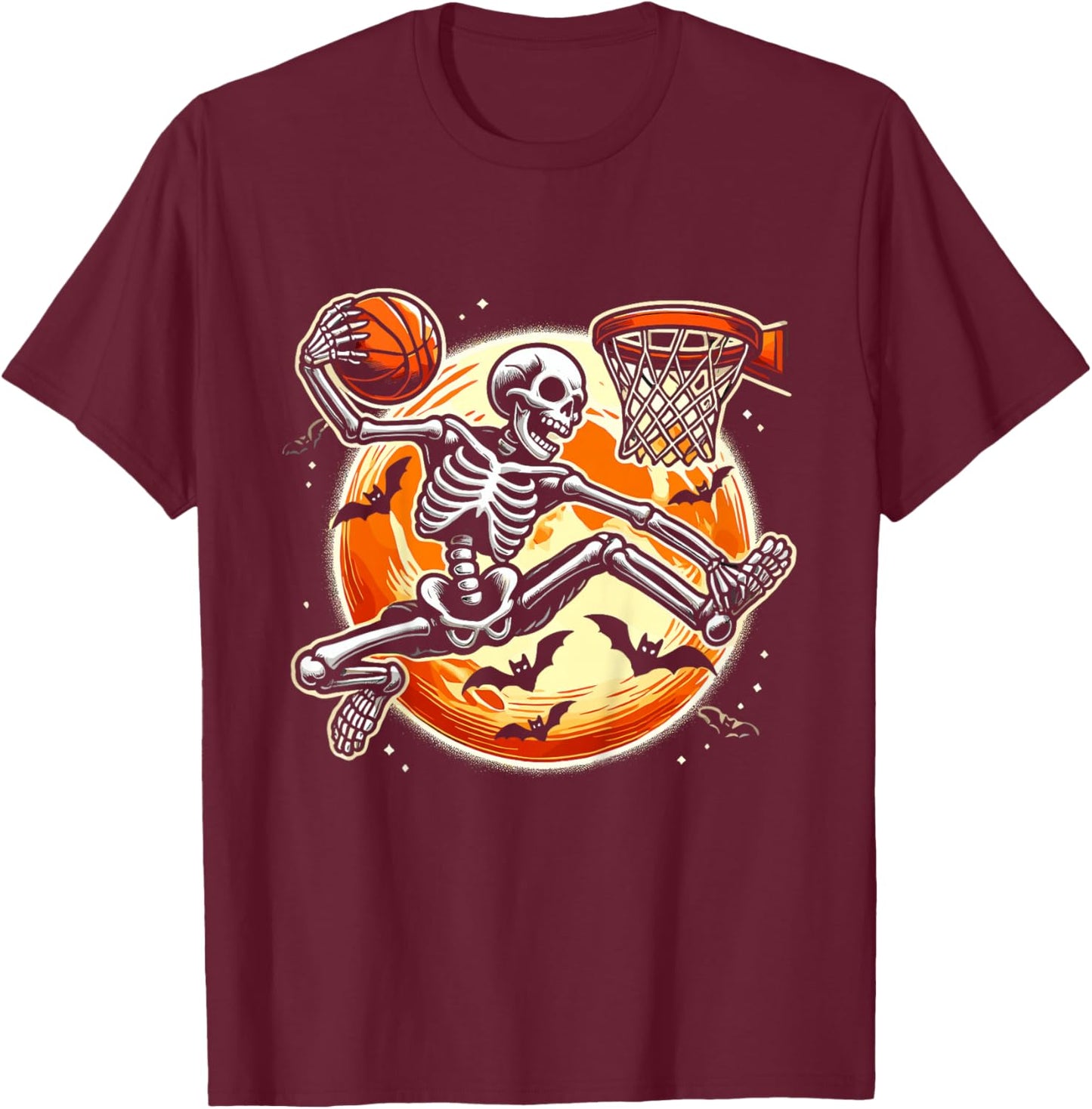 Kids Skeleton Basketball Boys Halloween Shirts Kids Boys T-Shirt - T-Shirt | Maroon