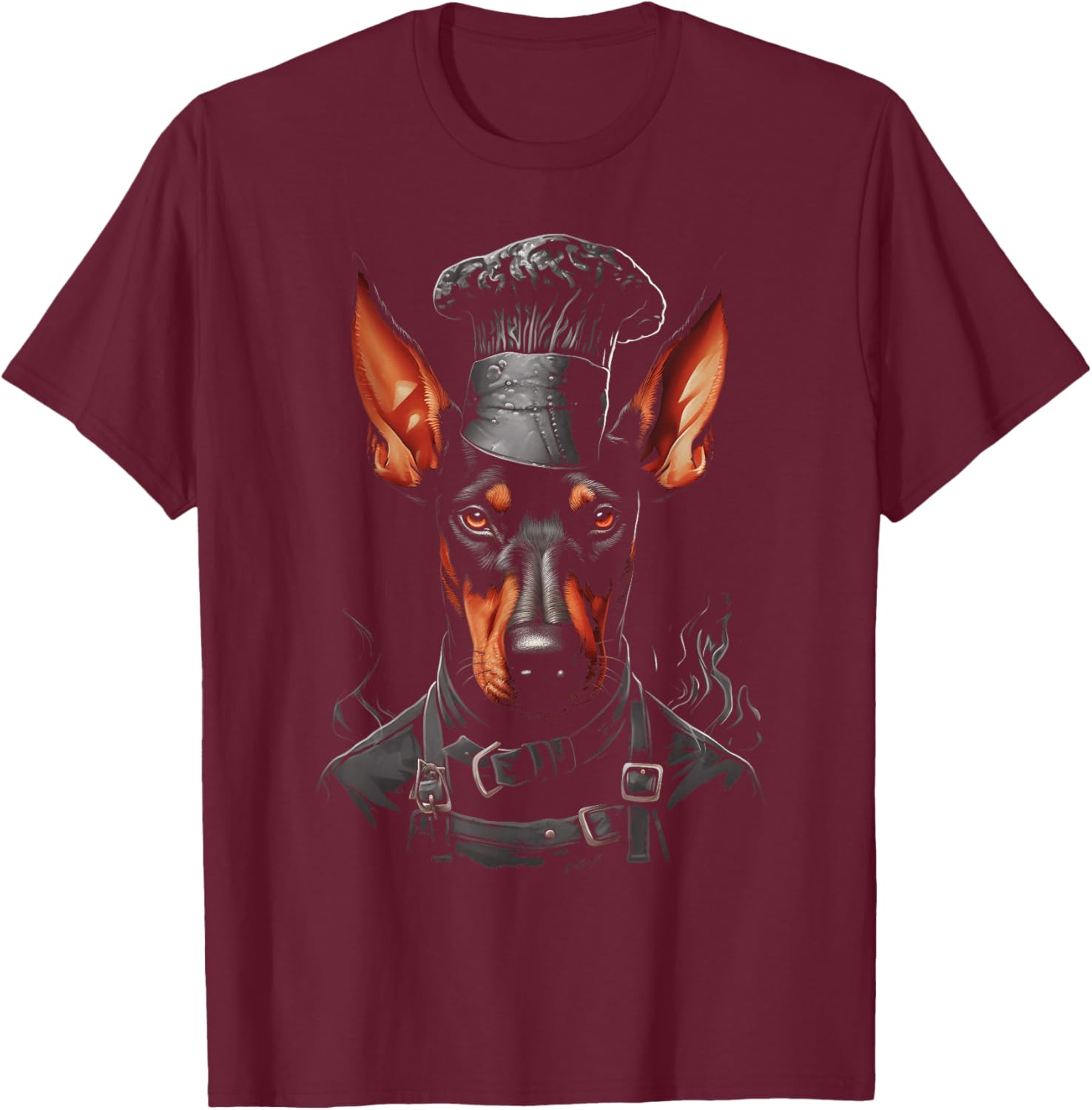 Doberman Pinscher Chef Dog Dad Cooking Baker Baking Cooker T-Shirt - T-Shirt | Maroon