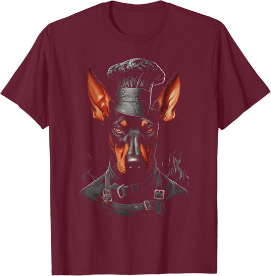 Doberman Pinscher Chef Dog Dad Cooking Baker Baking Cooker T-Shirt - T-Shirt | Maroon