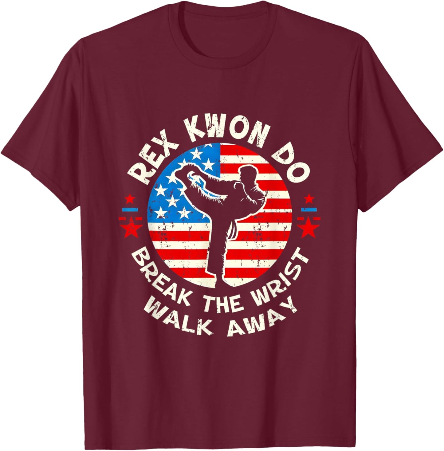 Rex Kwon Do American Flag Taekwondo Martial Art Sport T-Shirt - T-Shirt | Maroon