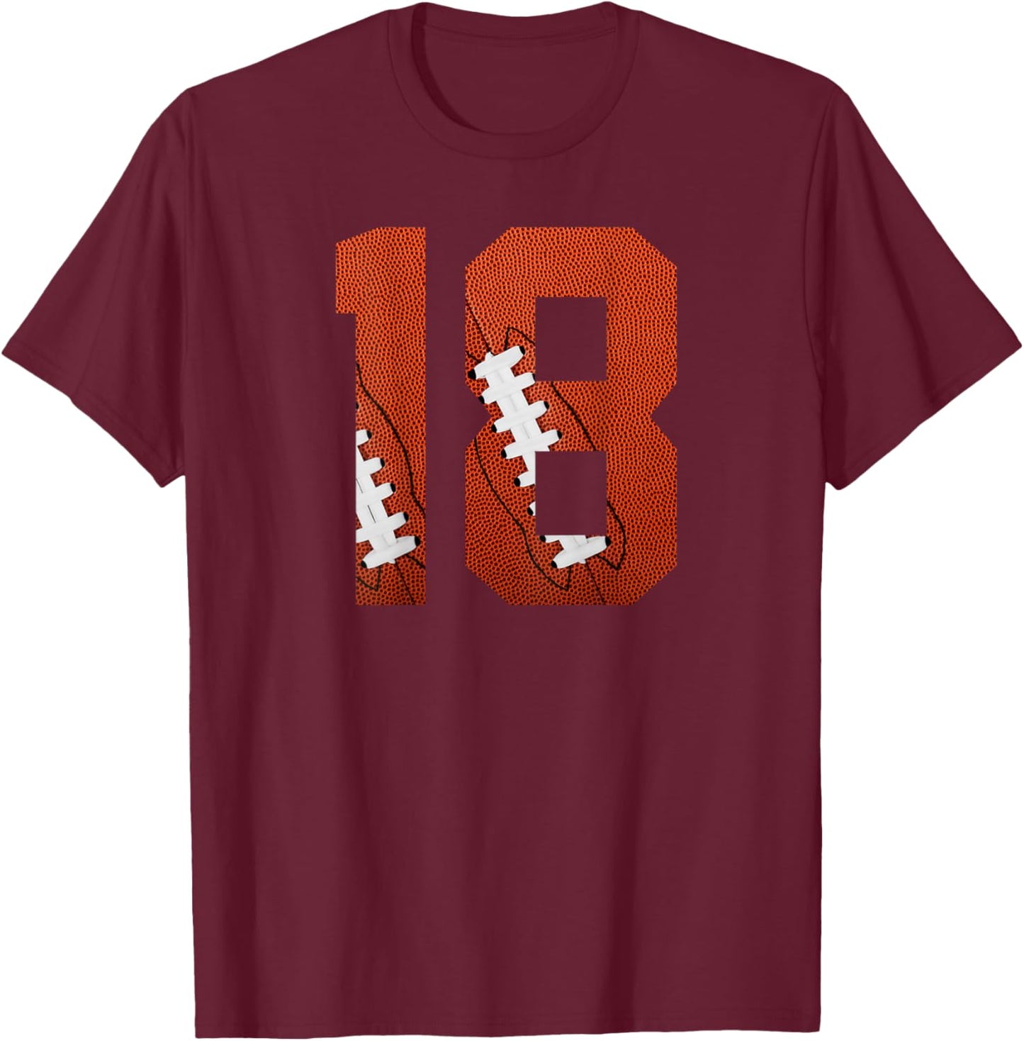 Number 18 BACKSIDE - American Football Jersey Numbered T-Shirt - T-Shirt | Maroon