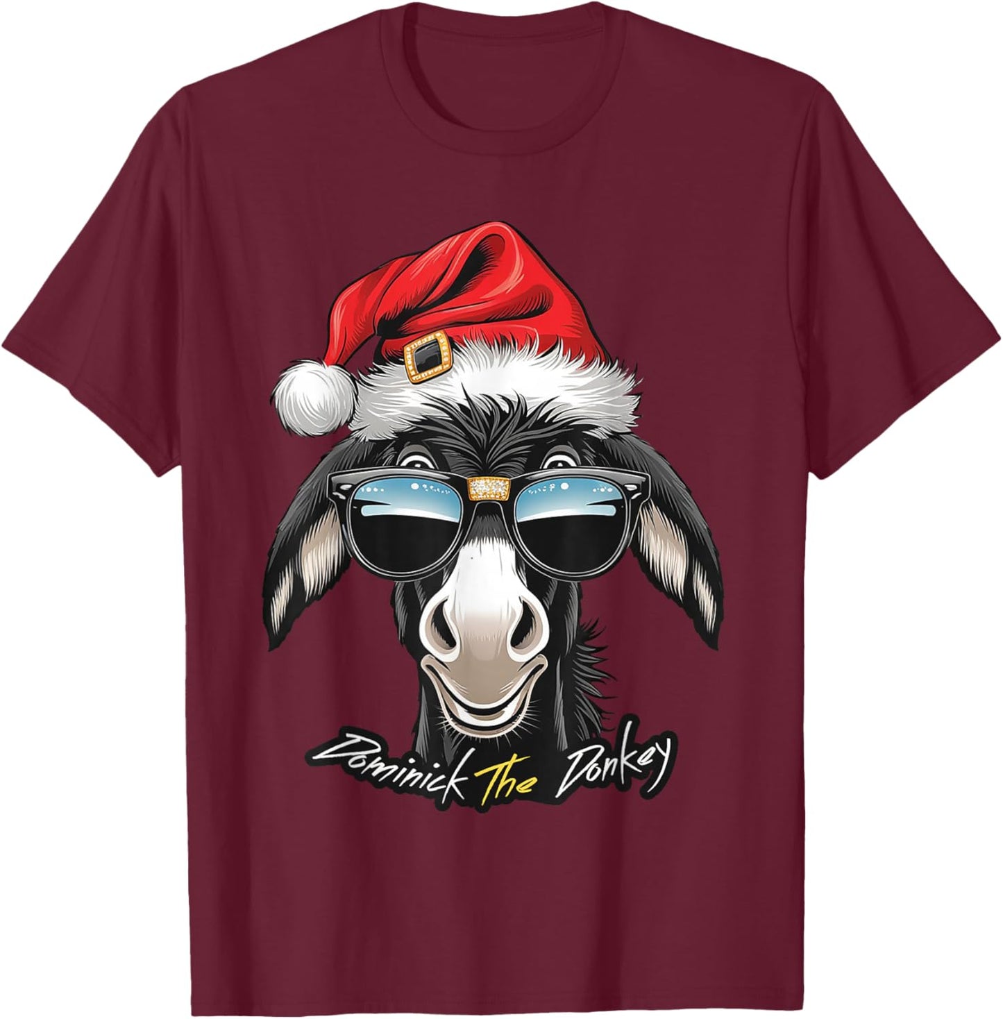 DONKEY FUNNY Dominick The Donkey Funny - -Adults, Blue, Small, Short Sleeve T-Shirt - T-Shirt | Maroon