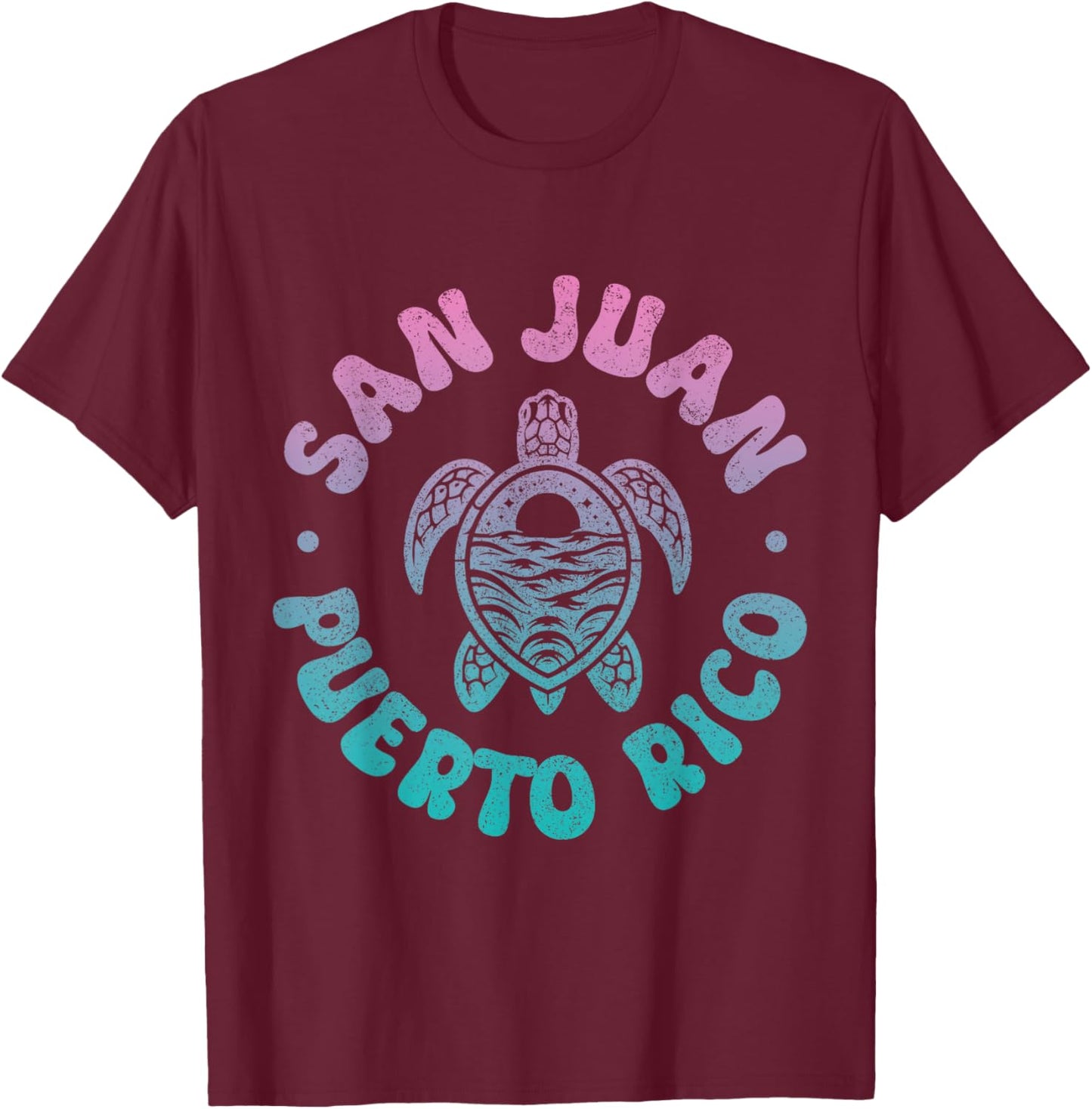 San Juan Puerto Rico Sea Turtle Boricua Souvenir Retro T-Shirt - T-Shirt | Maroon