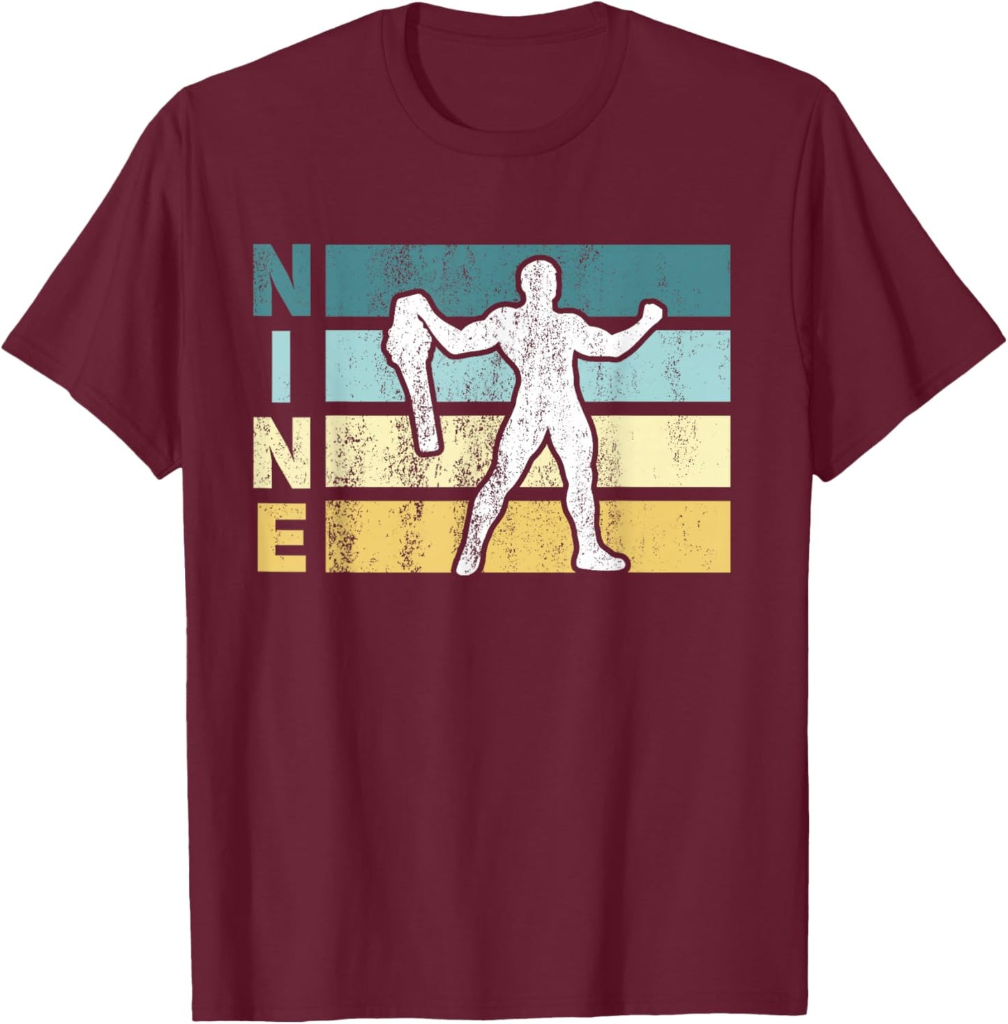 9th Wrestling Birthday Party Retro 9 Year Old Wrestler T-Shirt - T-Shirt | Maroon
