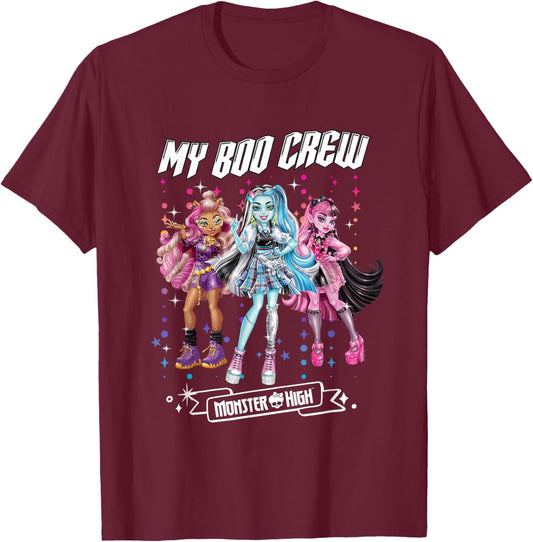 Monster High - My Boo Crew Clawdeen Frankie Draculaura T-Shirt - T-Shirt | Maroon