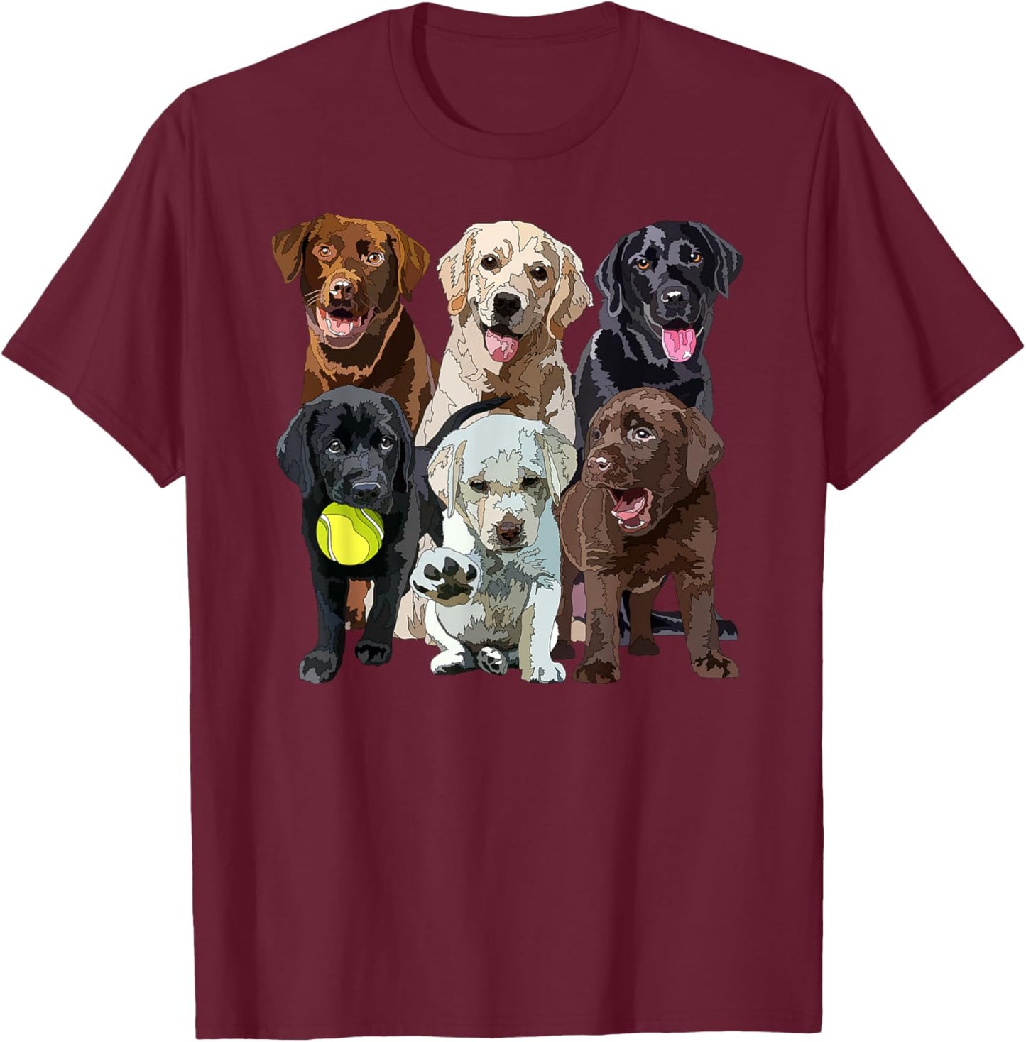Labrador Retriever Lover Black Chocolate Yellow Lab Mom Dad T-Shirt - T-Shirt | Maroon