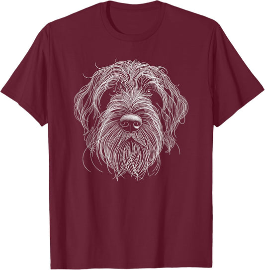 Line Art Wirehaired Pointing Griffon T-Shirt - T-Shirt | Maroon