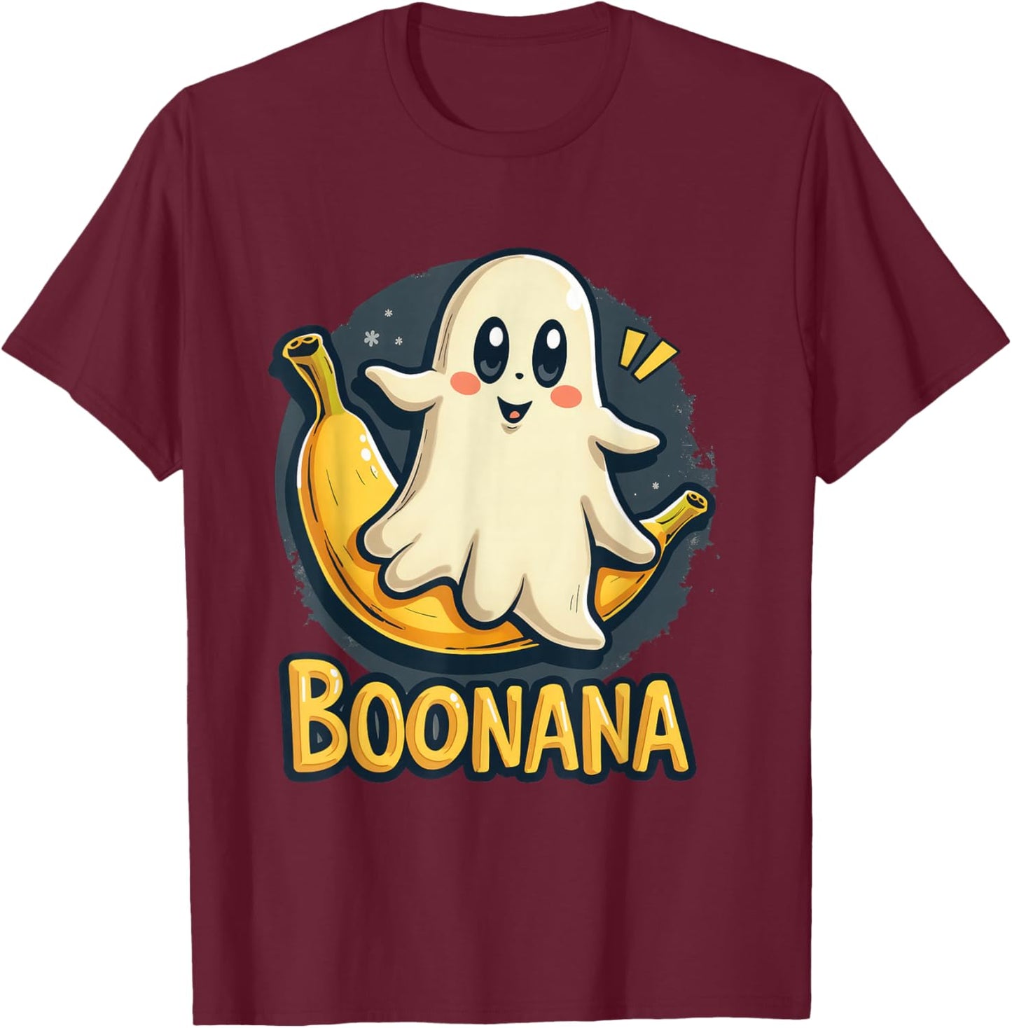 Boonana Halloween Cute Ghost Banana Fun Spooky Kawaii T-Shirt - T-Shirt | Maroon
