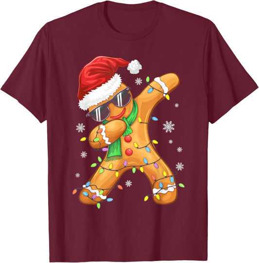 Dabbing Gingerbread Christmas Boys Girls Kids Funny Xmas Dab T-Shirt - T-Shirt | Maroon