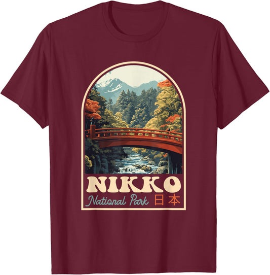Nikko National Park Japan Retro Japanese Souvenir T-Shirt - T-Shirt | Maroon